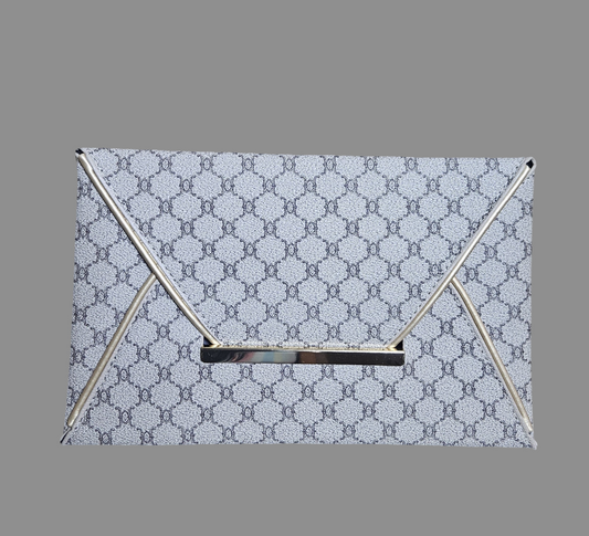 Nina vintage print envelope clutch purse| gray
