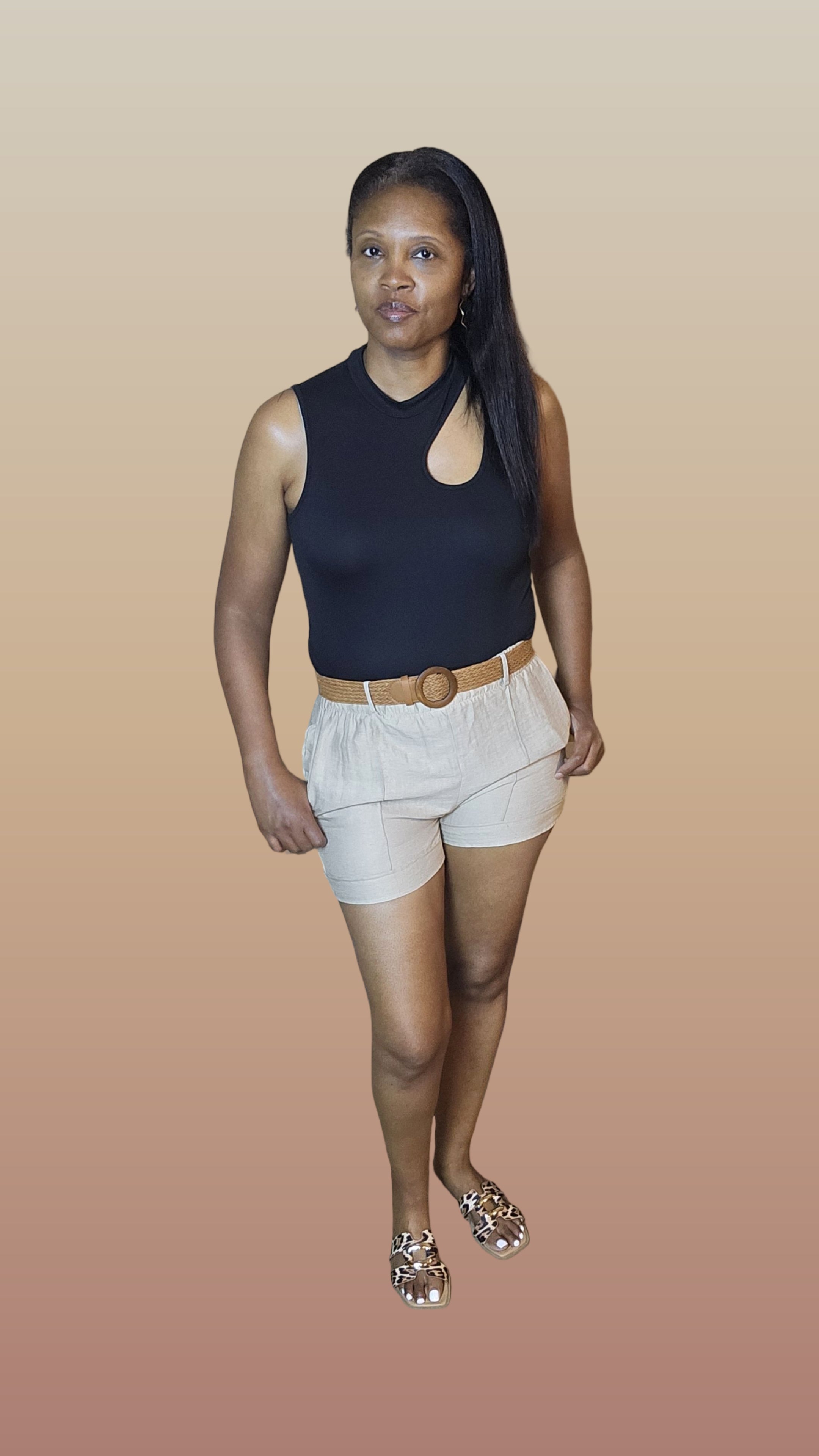 Khaki  linen shorts| Tracy shorts