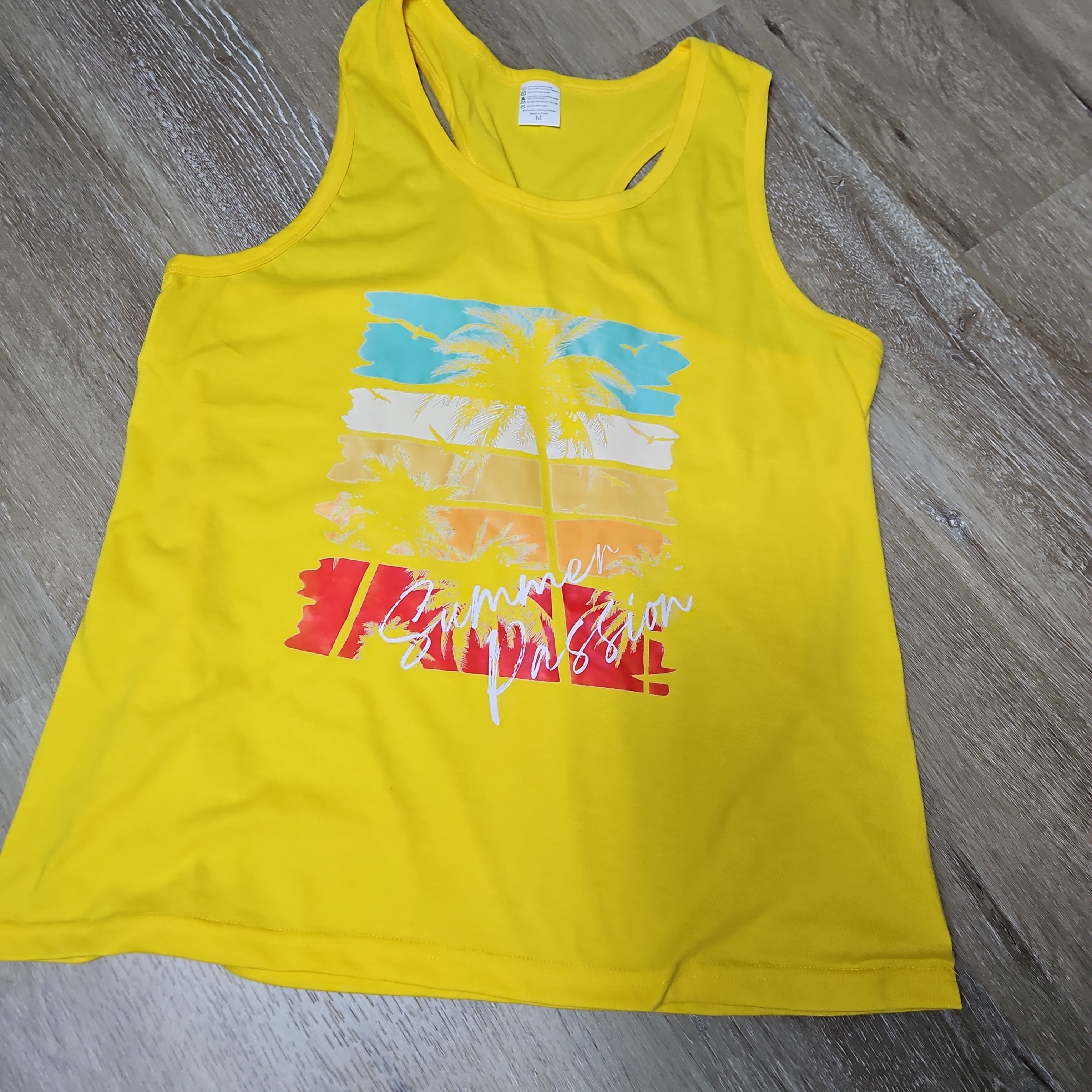 Summer passion graphic tank top|yellow