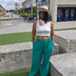 Brielle palazzo pants| bottoms| green