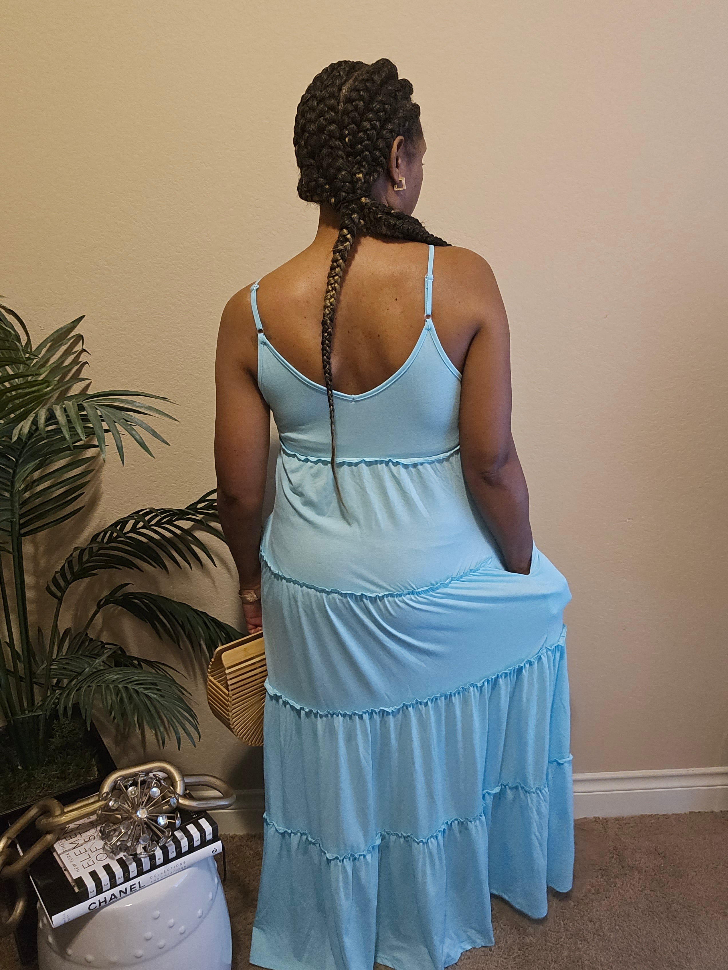 summer vibes tier ruffled | maxi dress | teal