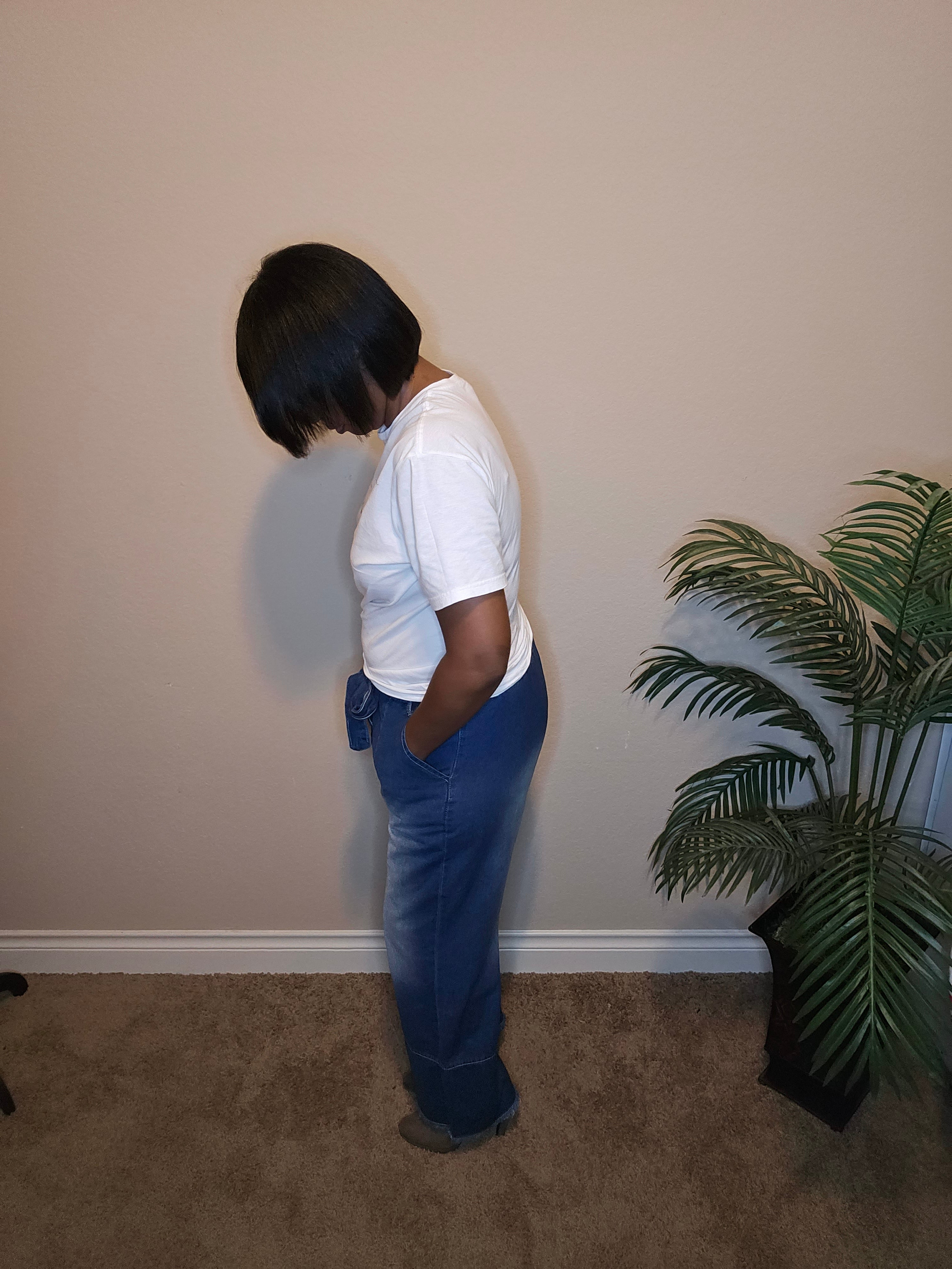 Tie the  knot denim jeans| bottoms| dark blue w/acid wash