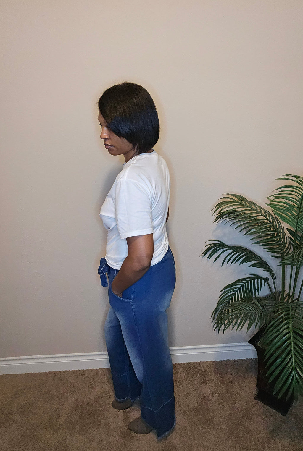 Tie the  knot denim jeans| bottoms| dark blue w/acid wash