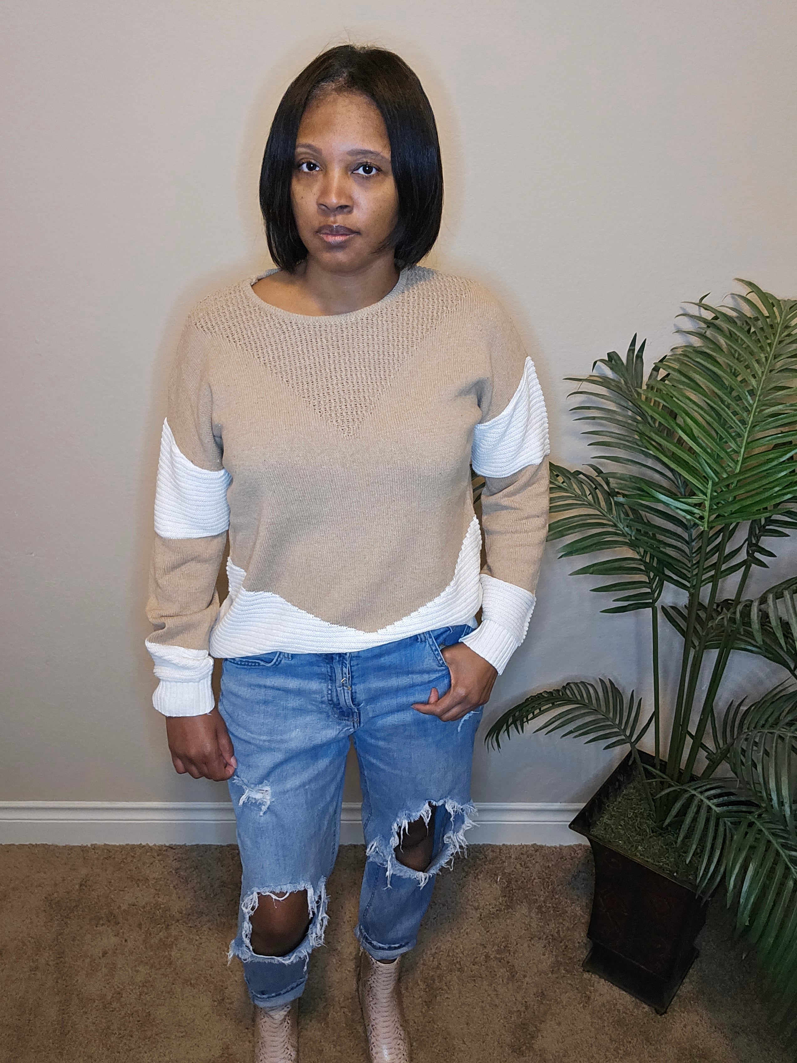 Remember me sweater|top|khaki&ivory