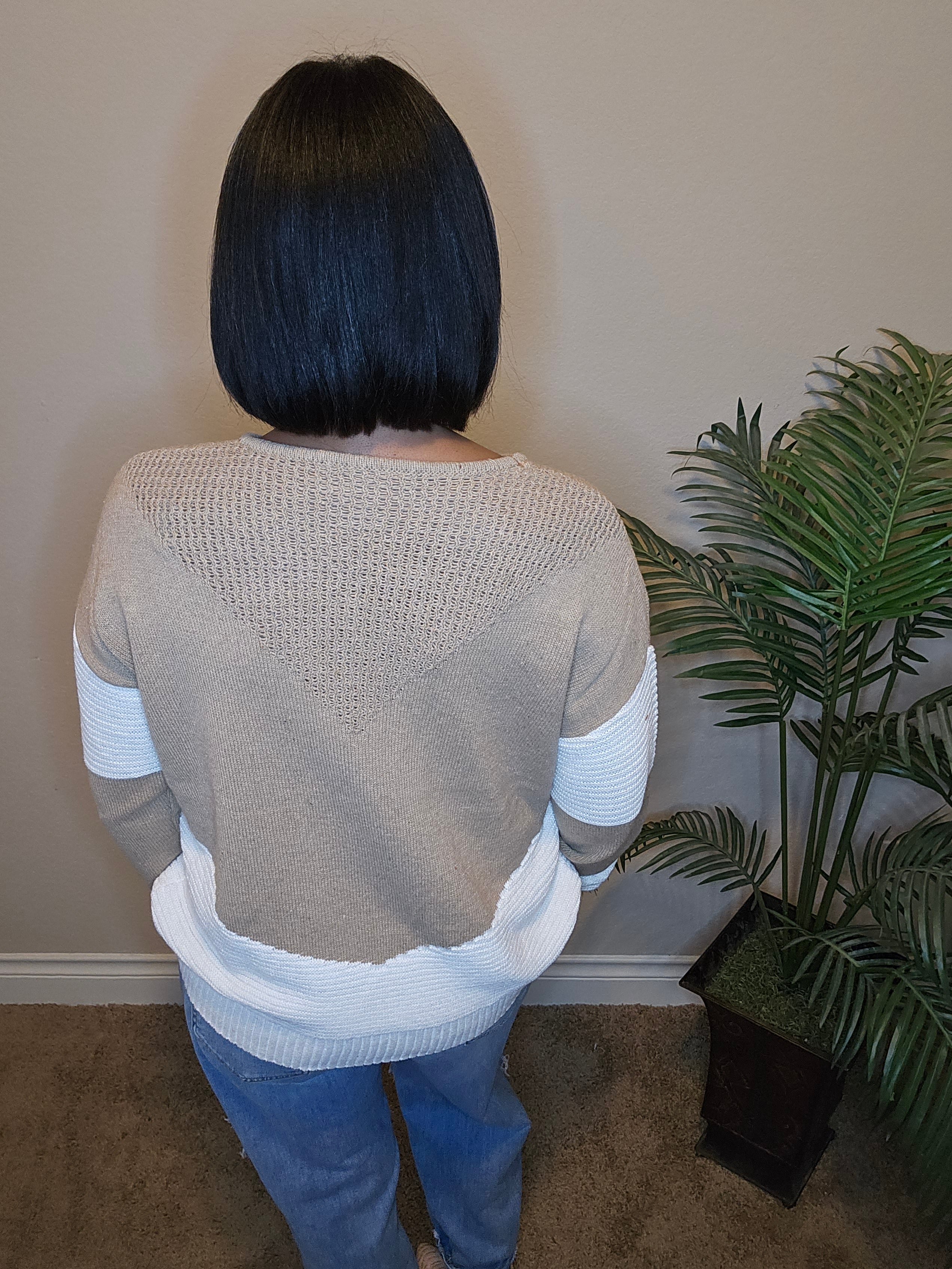 Remember me sweater|top|khaki&ivory