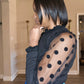 Cold shoulder  sheer sleeve top| black