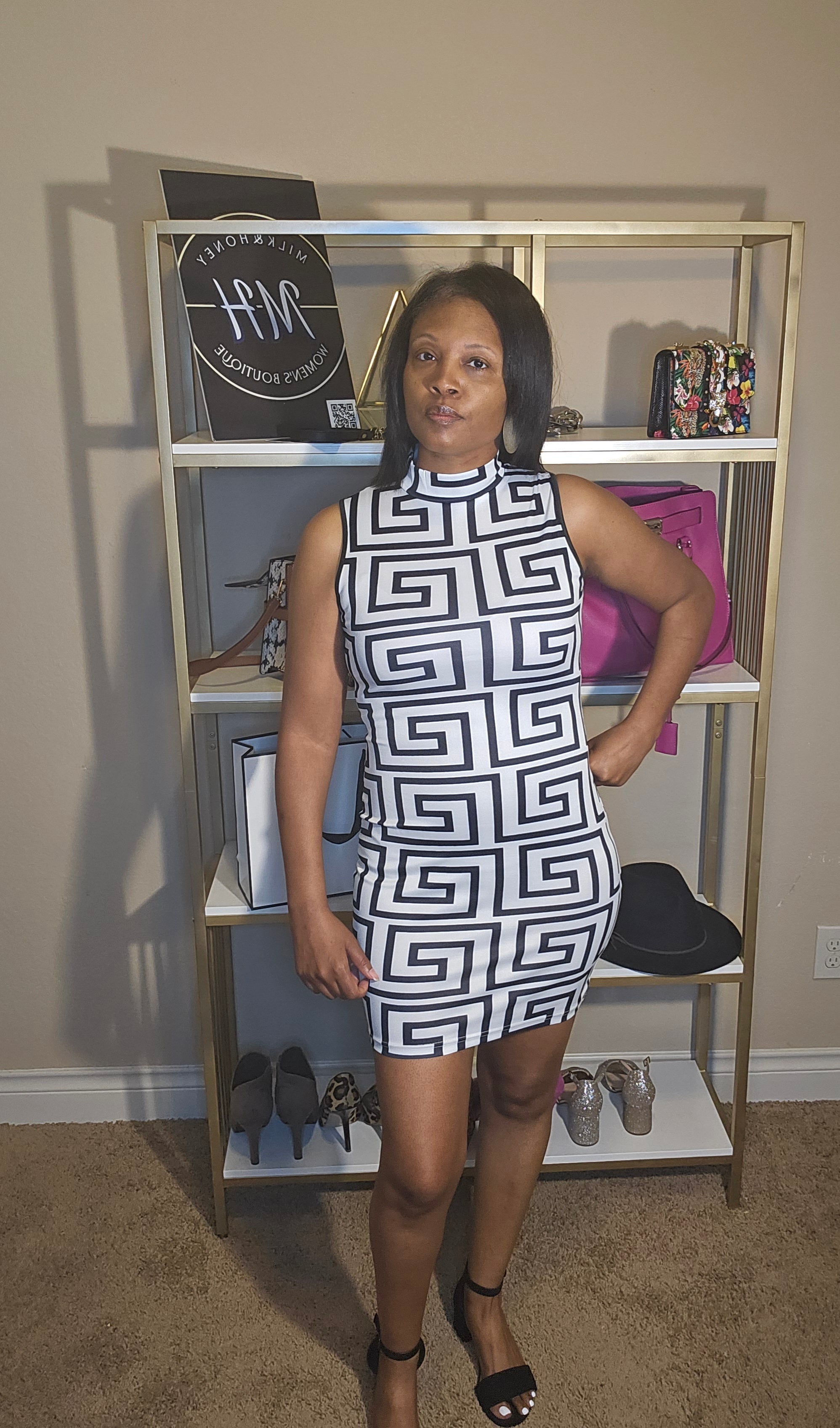 Gia  two piece geometric dress | blk&white