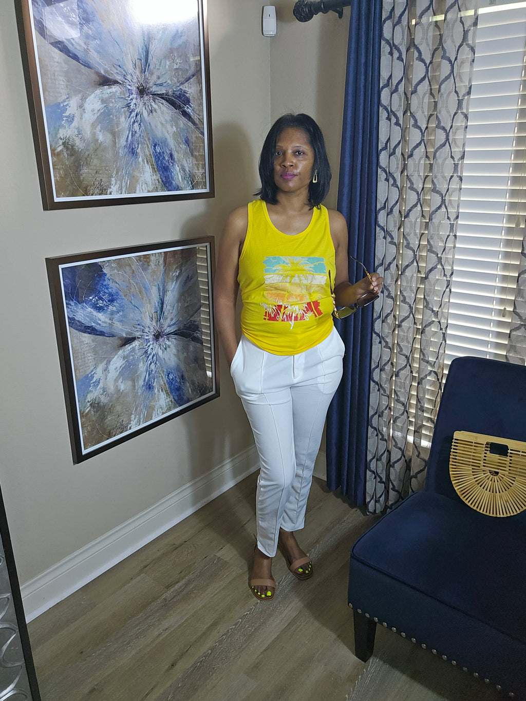 Summer passion graphic tank top|yellow