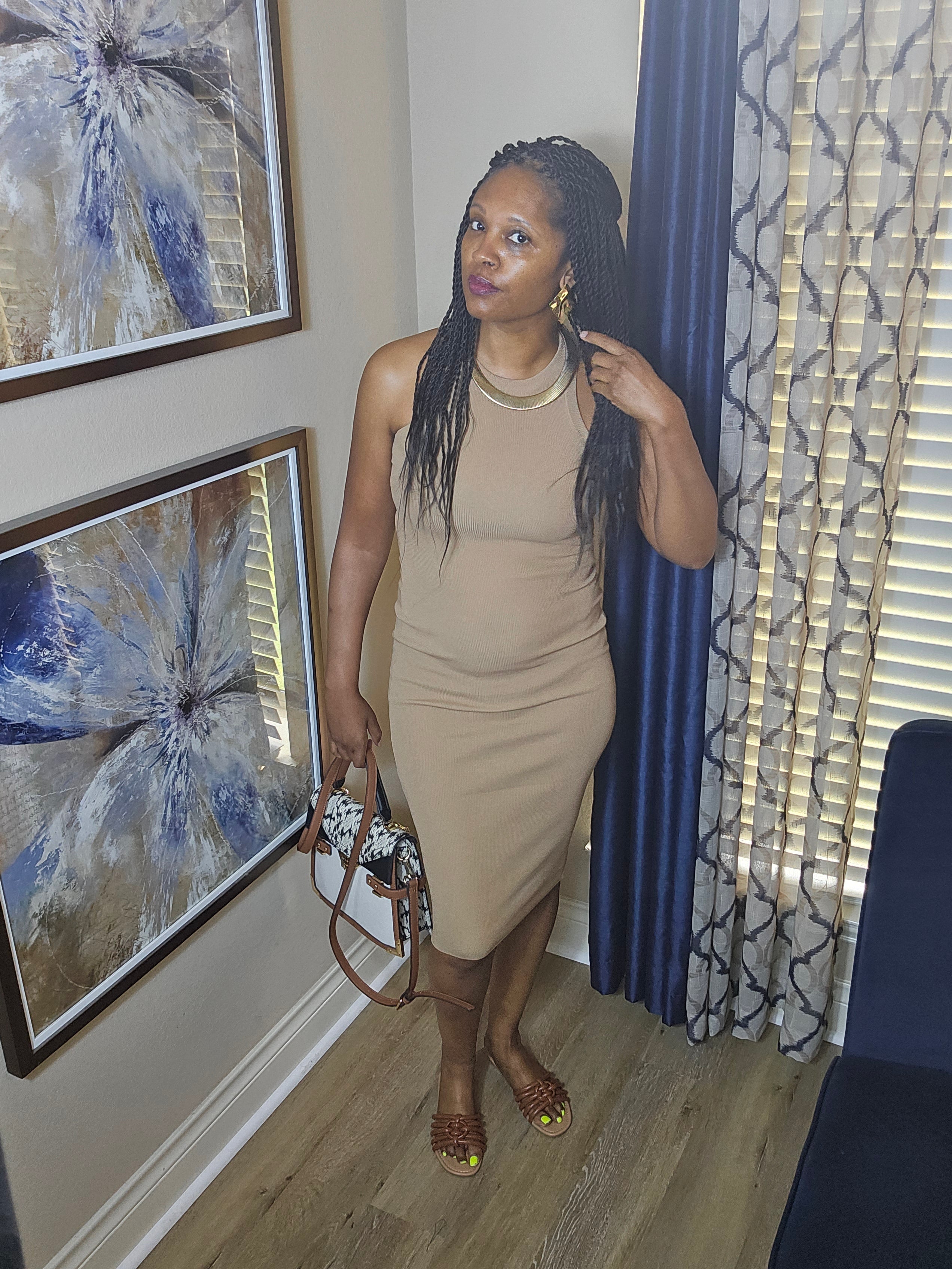 beige tea dress ASOS Design - V-Neck Scallop Trim Maxi Dress - Women - Cotton - 4 US