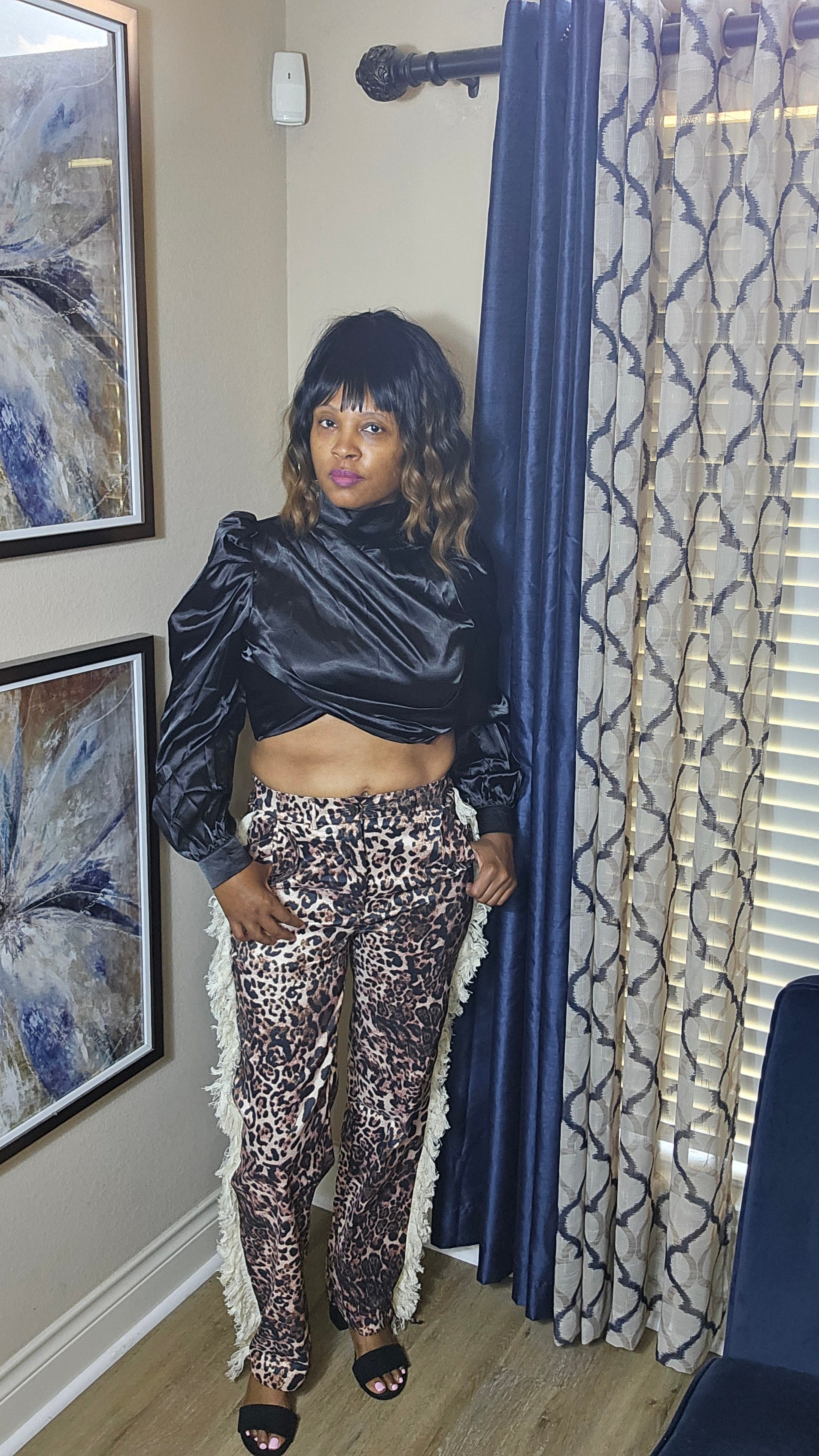 Cheetah girl pants black and brown