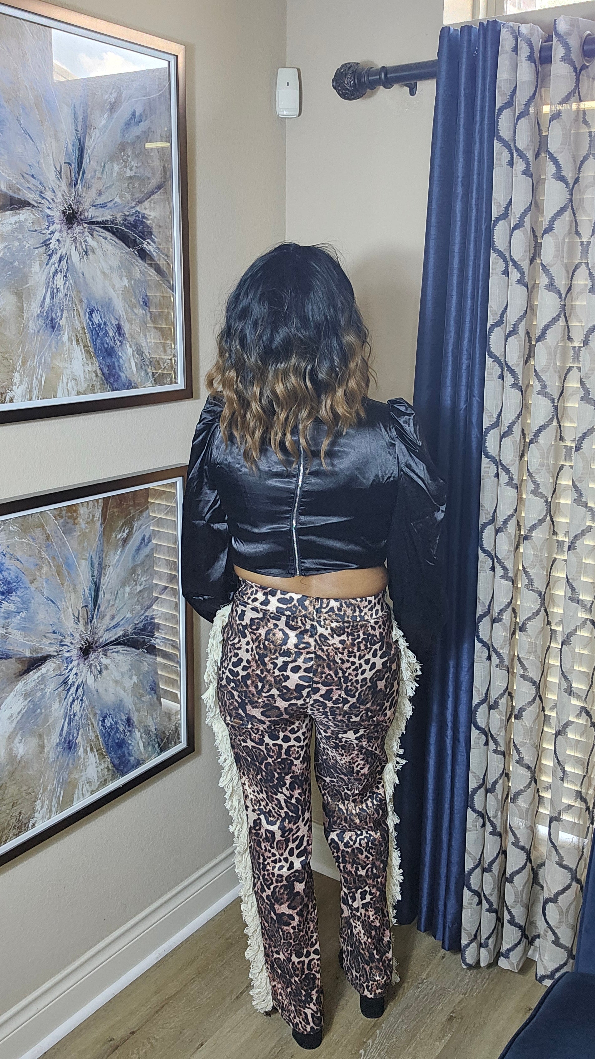 Cheetah girl pants black and brown