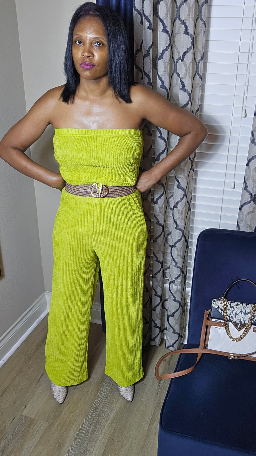 Blinded by love jumpsuit| lime