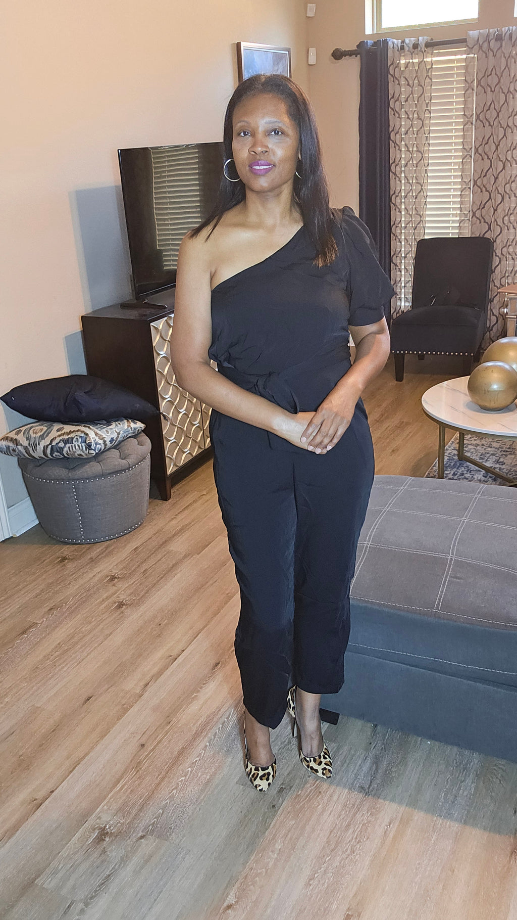 Black one shoulder  jumpsuit | sweet nothings jumper