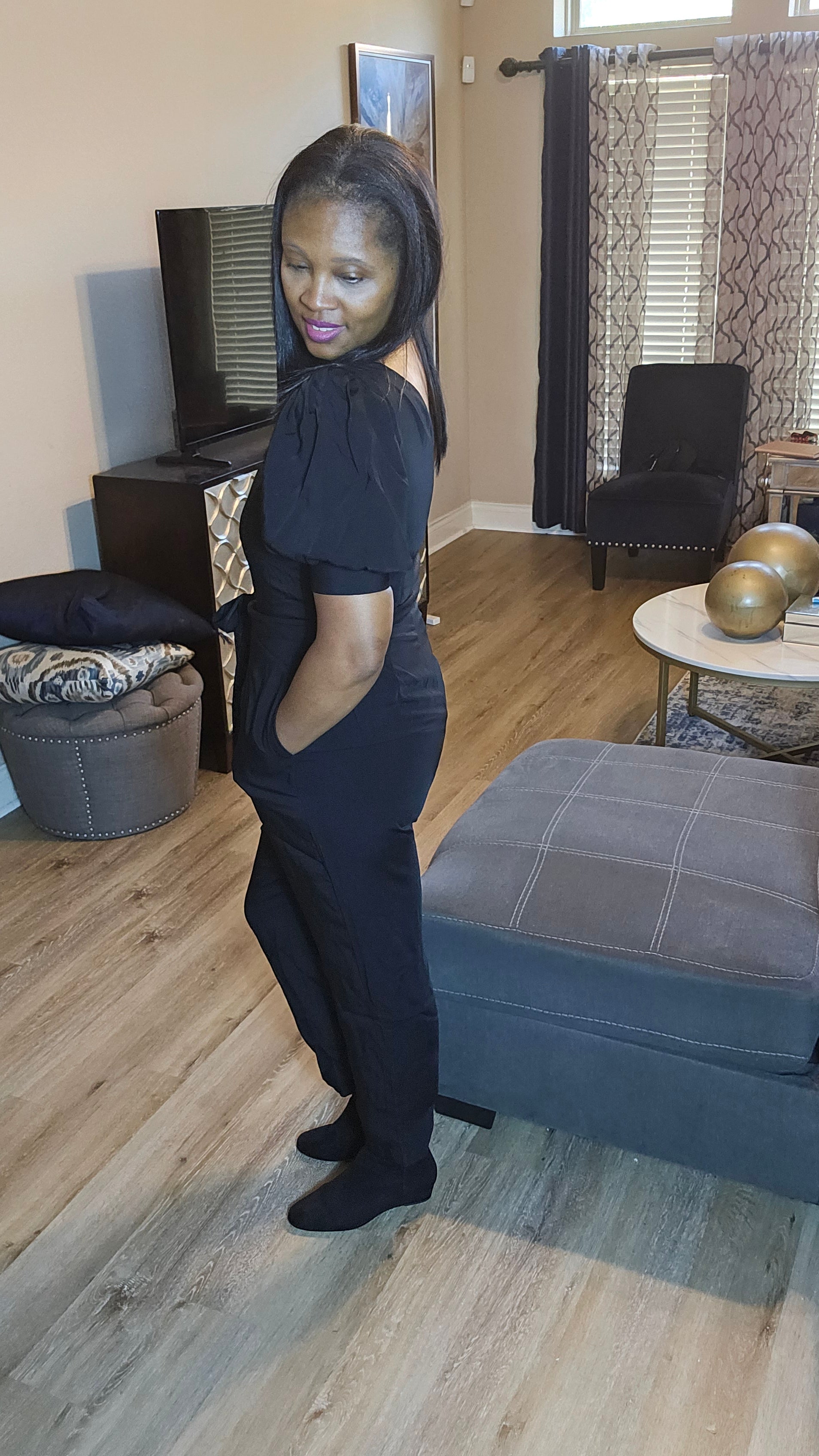 Black one shoulder  jumpsuit | sweet nothings jumper