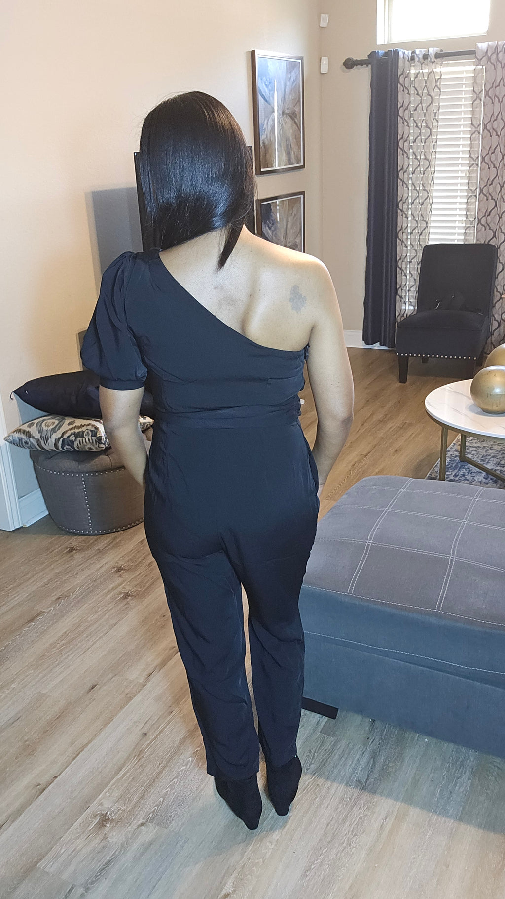 Black one shoulder  jumpsuit | sweet nothings jumper