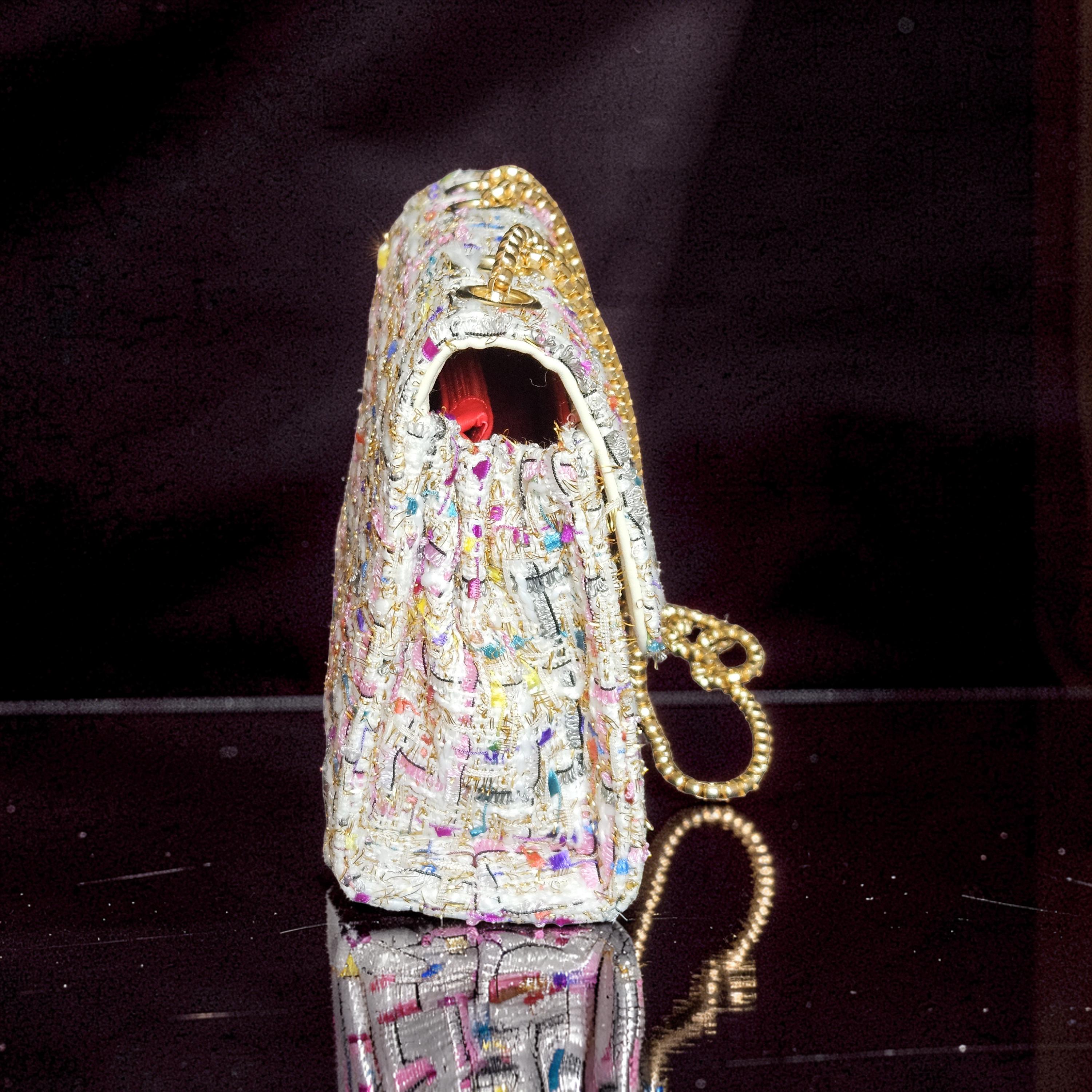 Pink tweed stitched handbag| Pretty in pink handbag