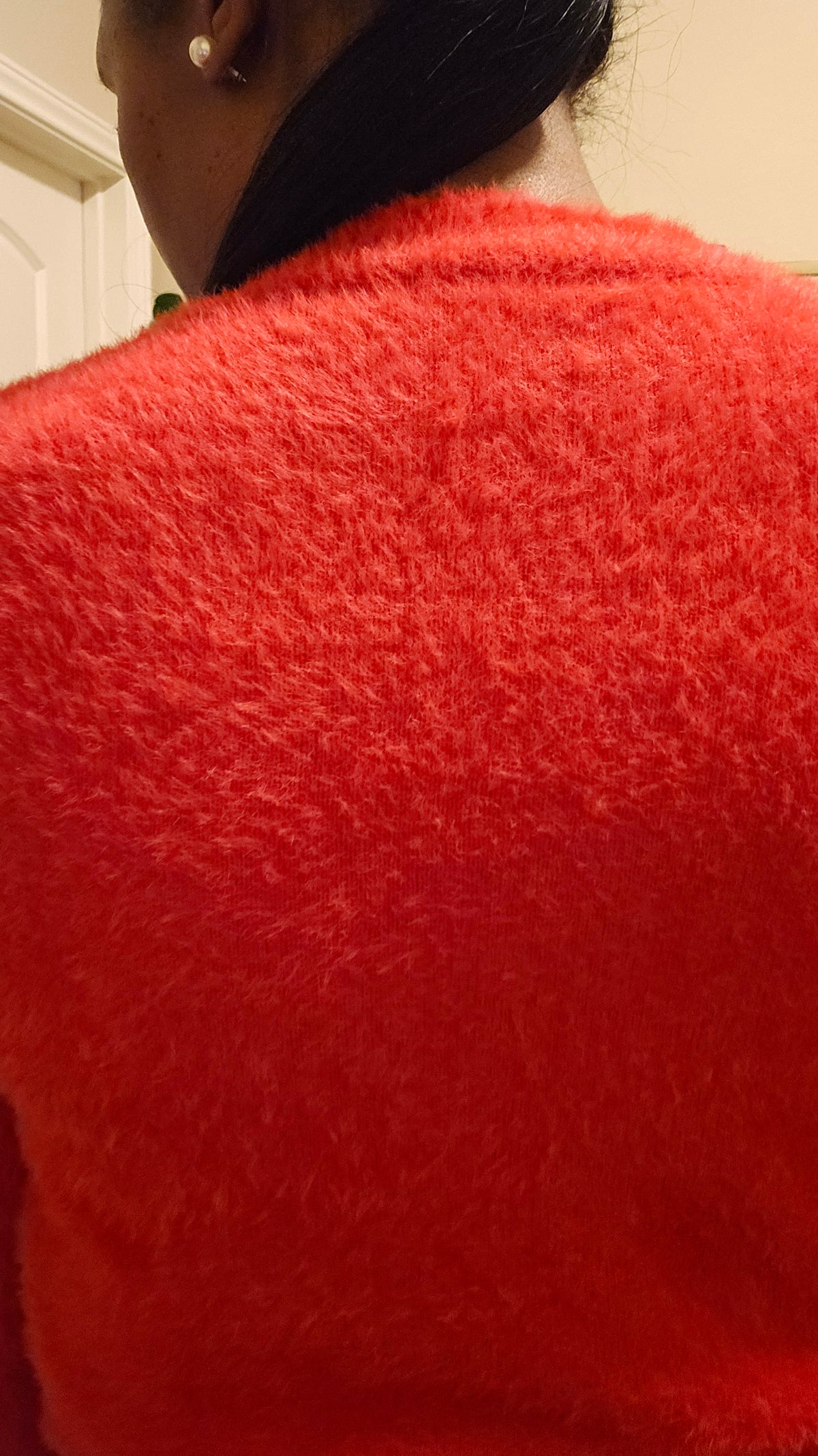 Red faux mink sweater| Red velvet sweater