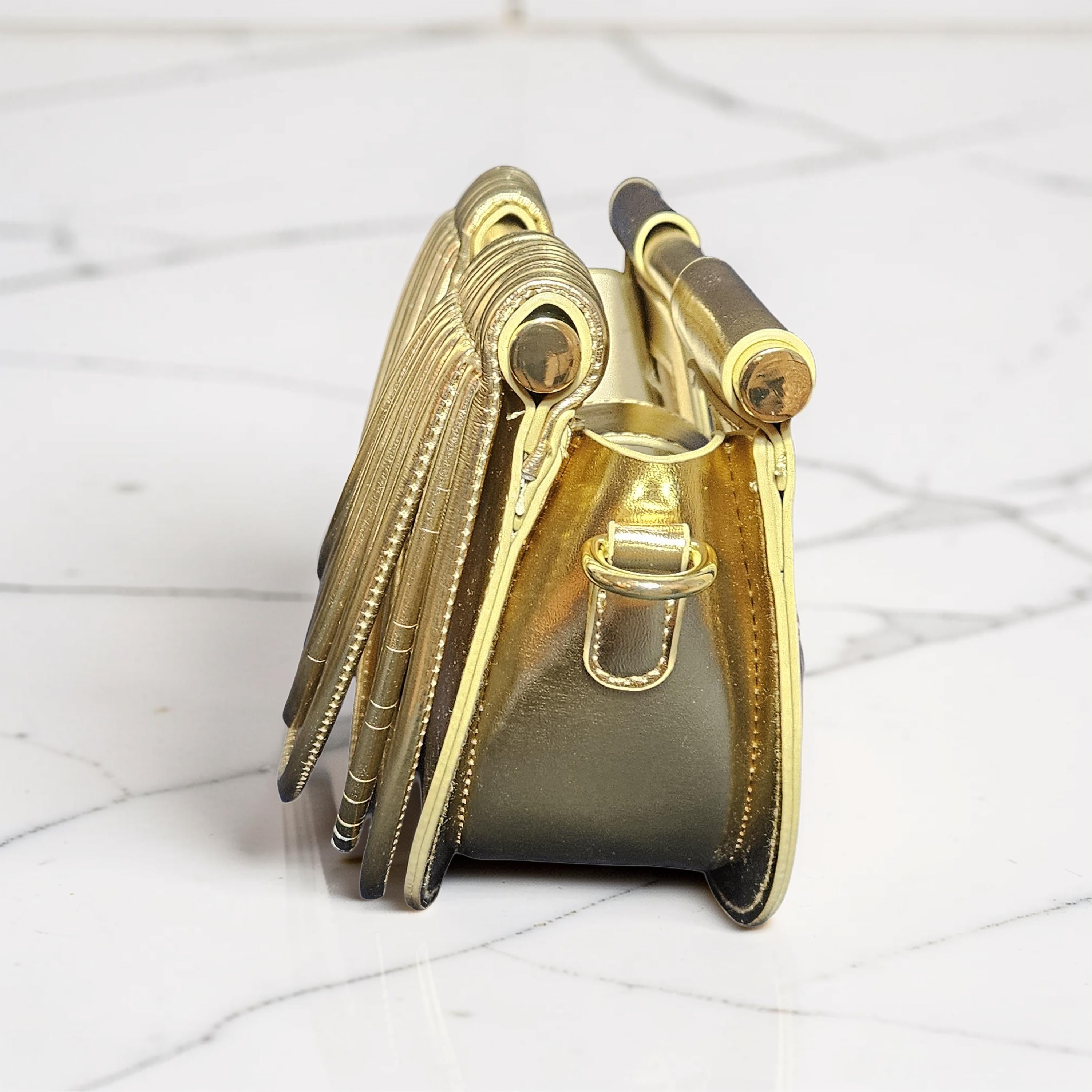 Gold metallic purse|Golden Goddess handbag