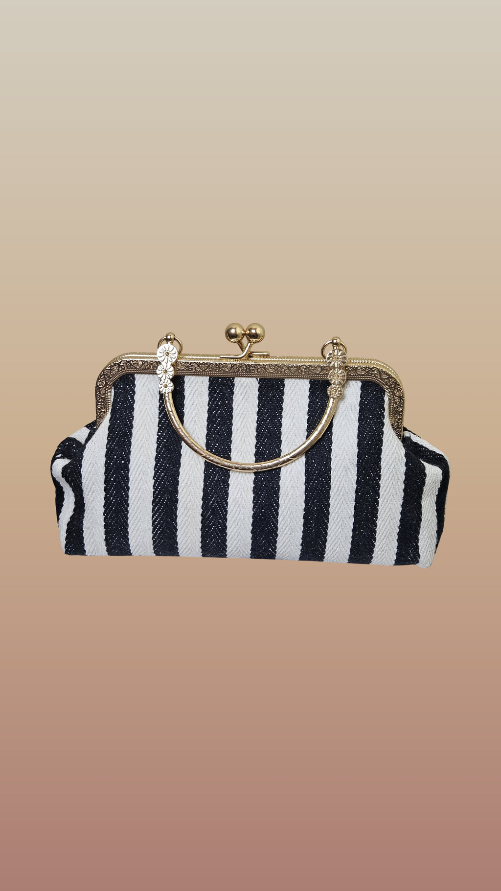 Black and white canvas handbag| Lara mini handbag