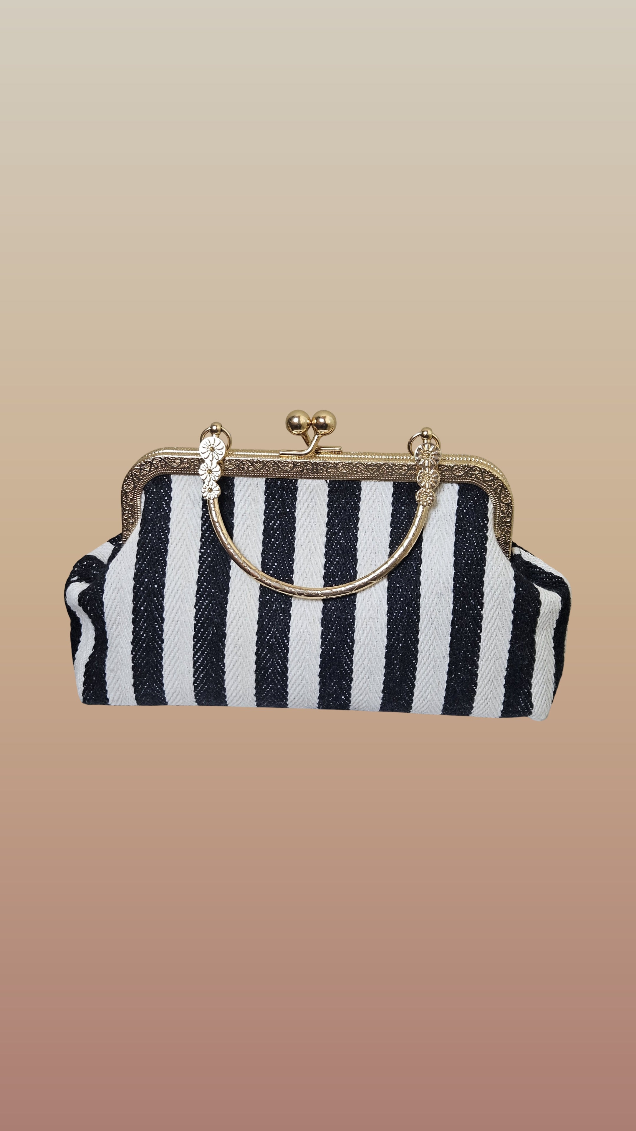 Black and white canvas handbag| Lara mini handbag
