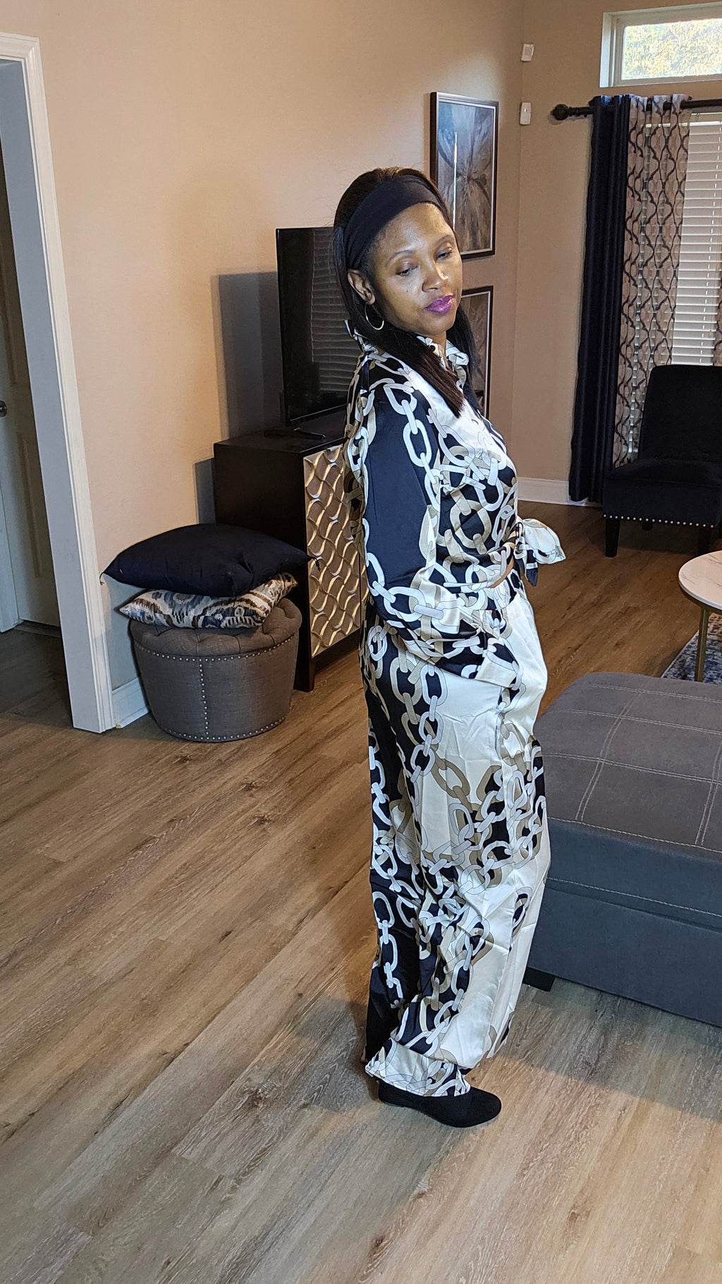 Capri pant set|black&ivory