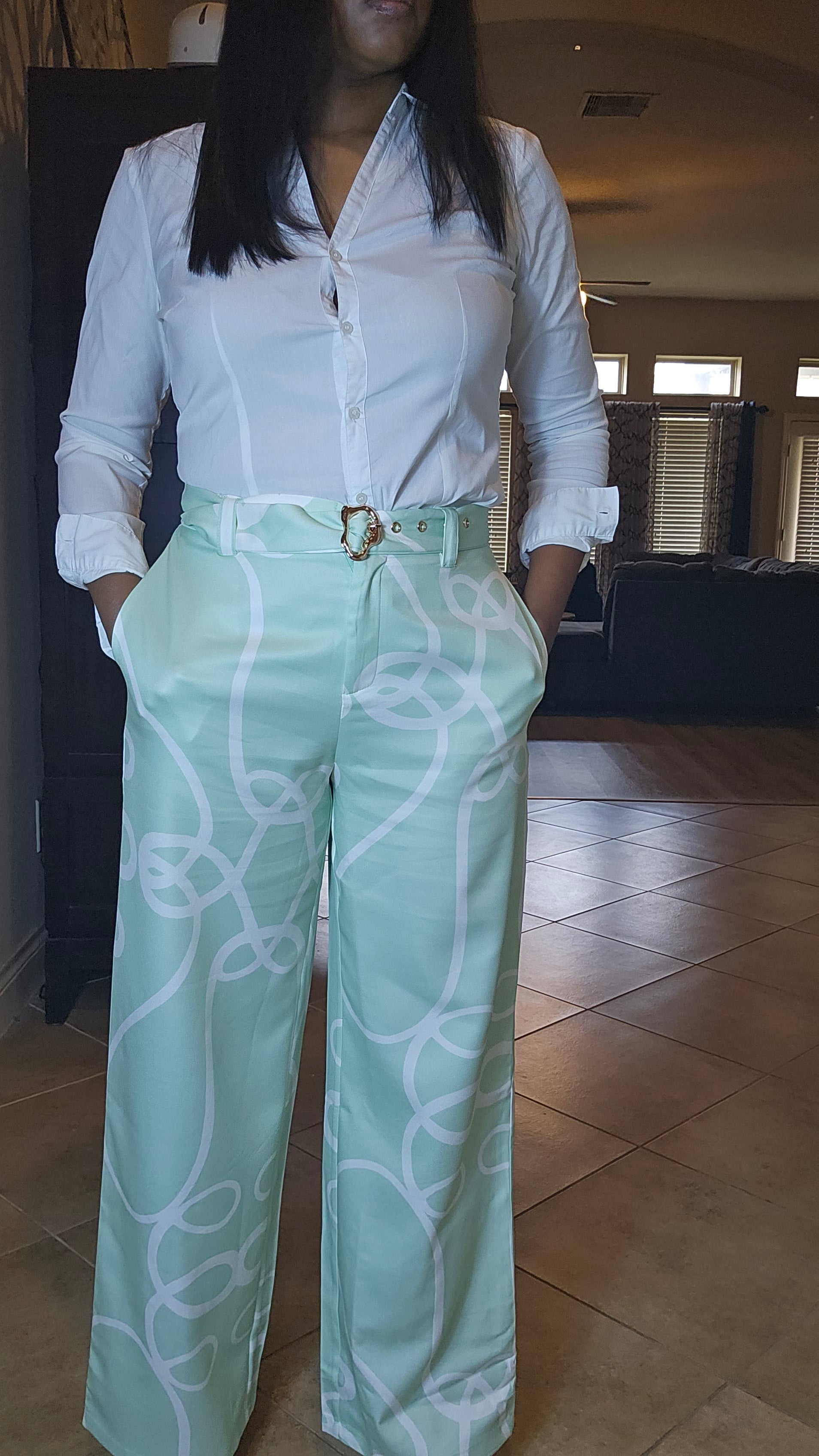 Mint green want you pants