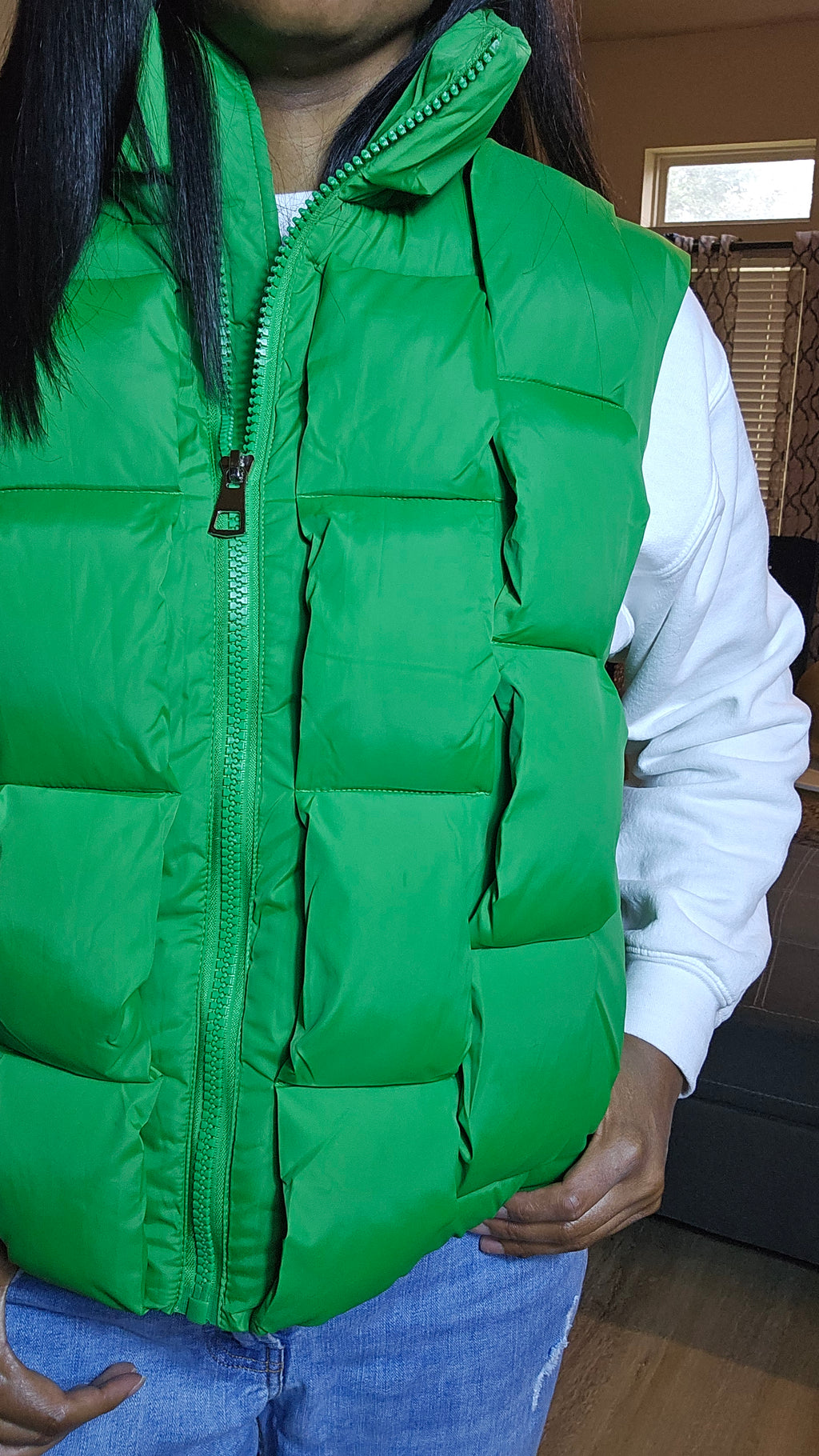 Green puffer vest jacket|worth my time  vest