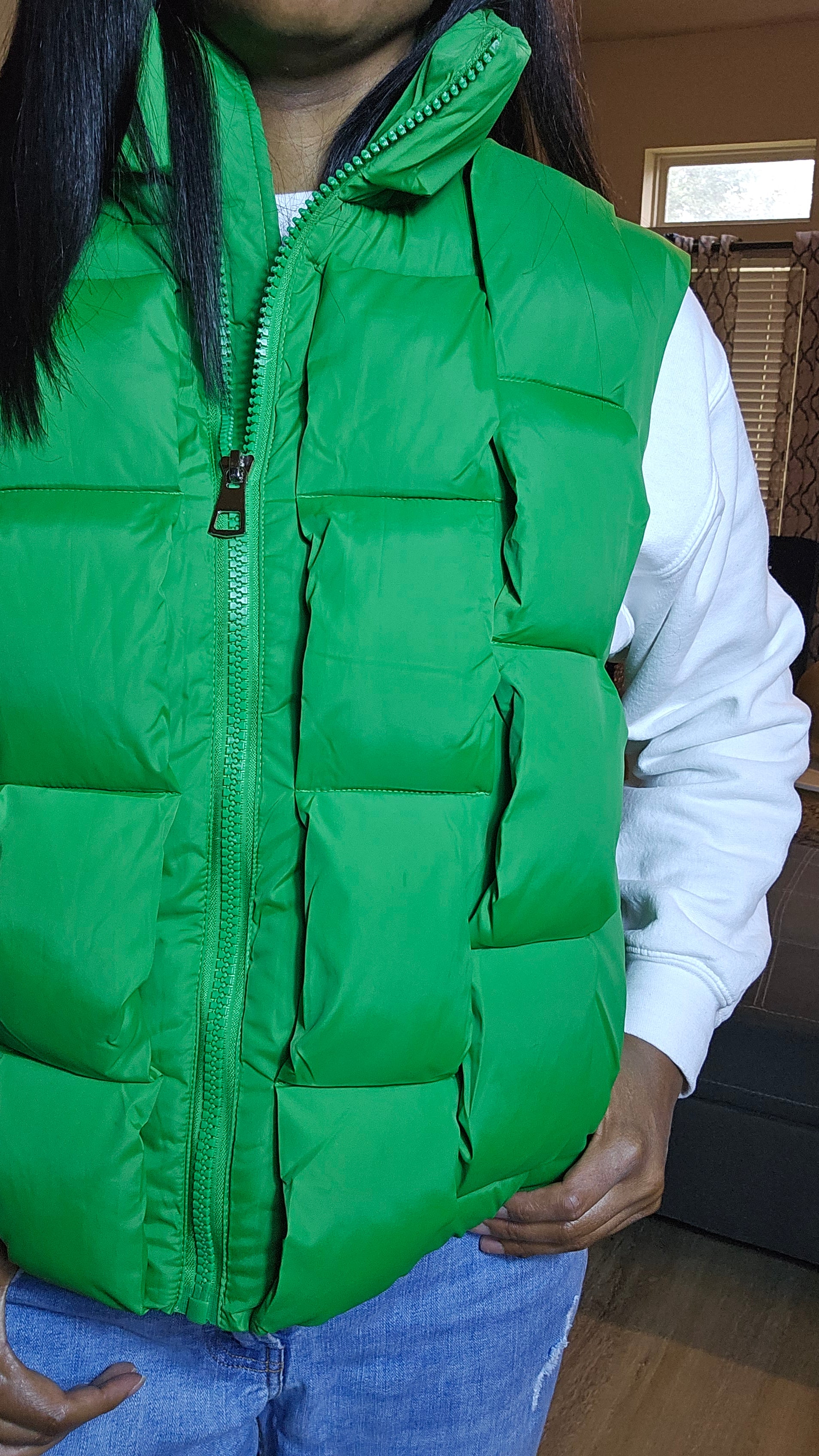 Green puffer vest jacket|worth my time  vest