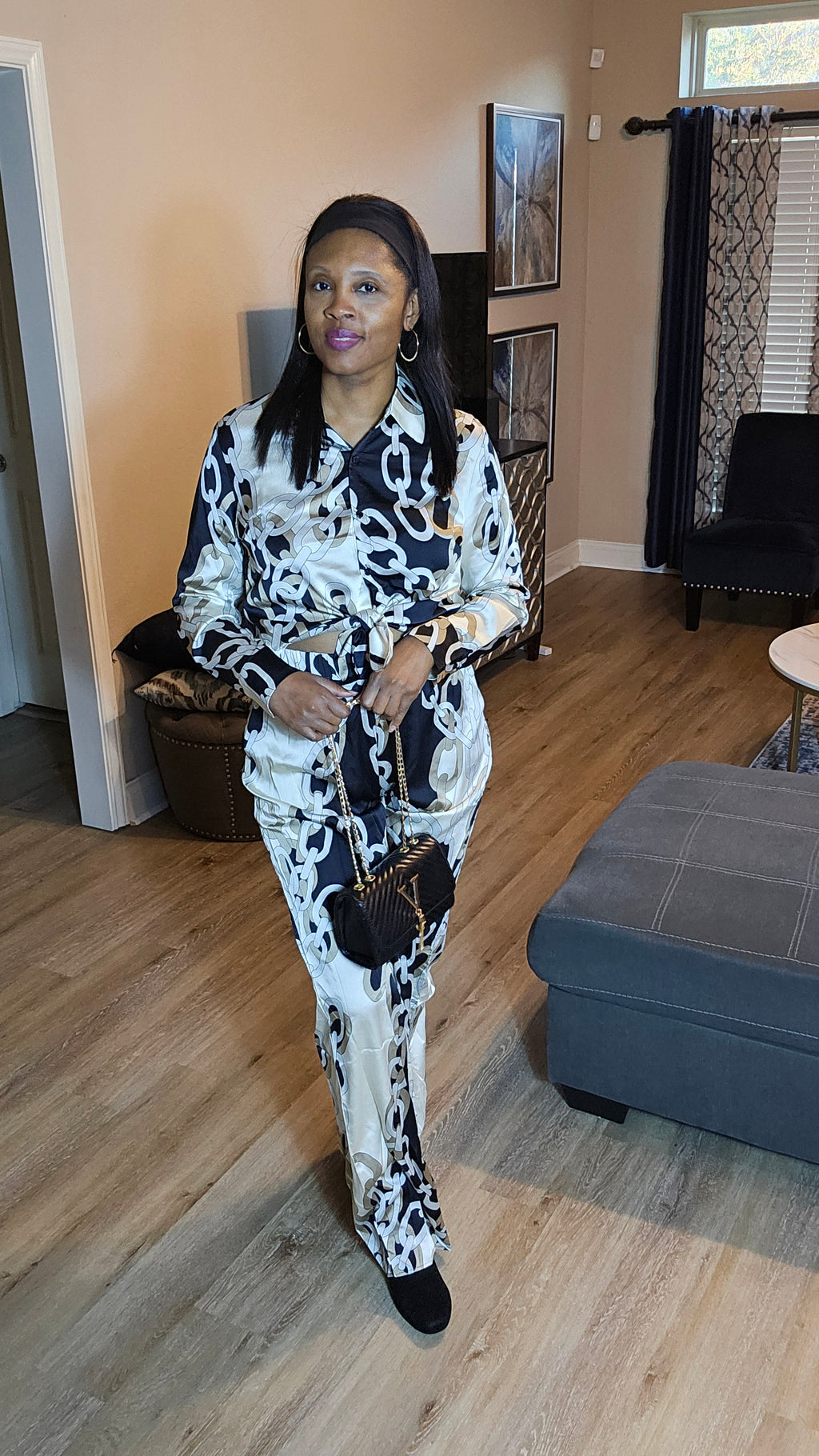 Capri pant set|black&ivory