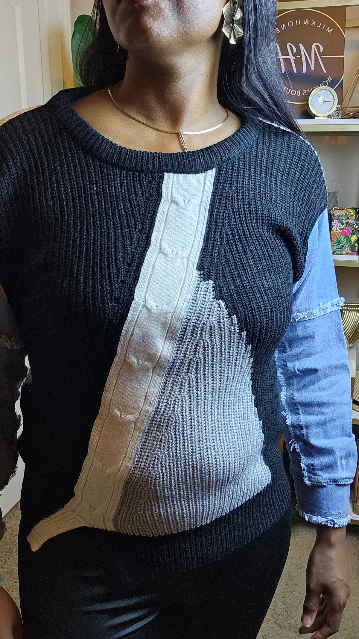 Knit sweater| The dilemma sweater|grey, black, white