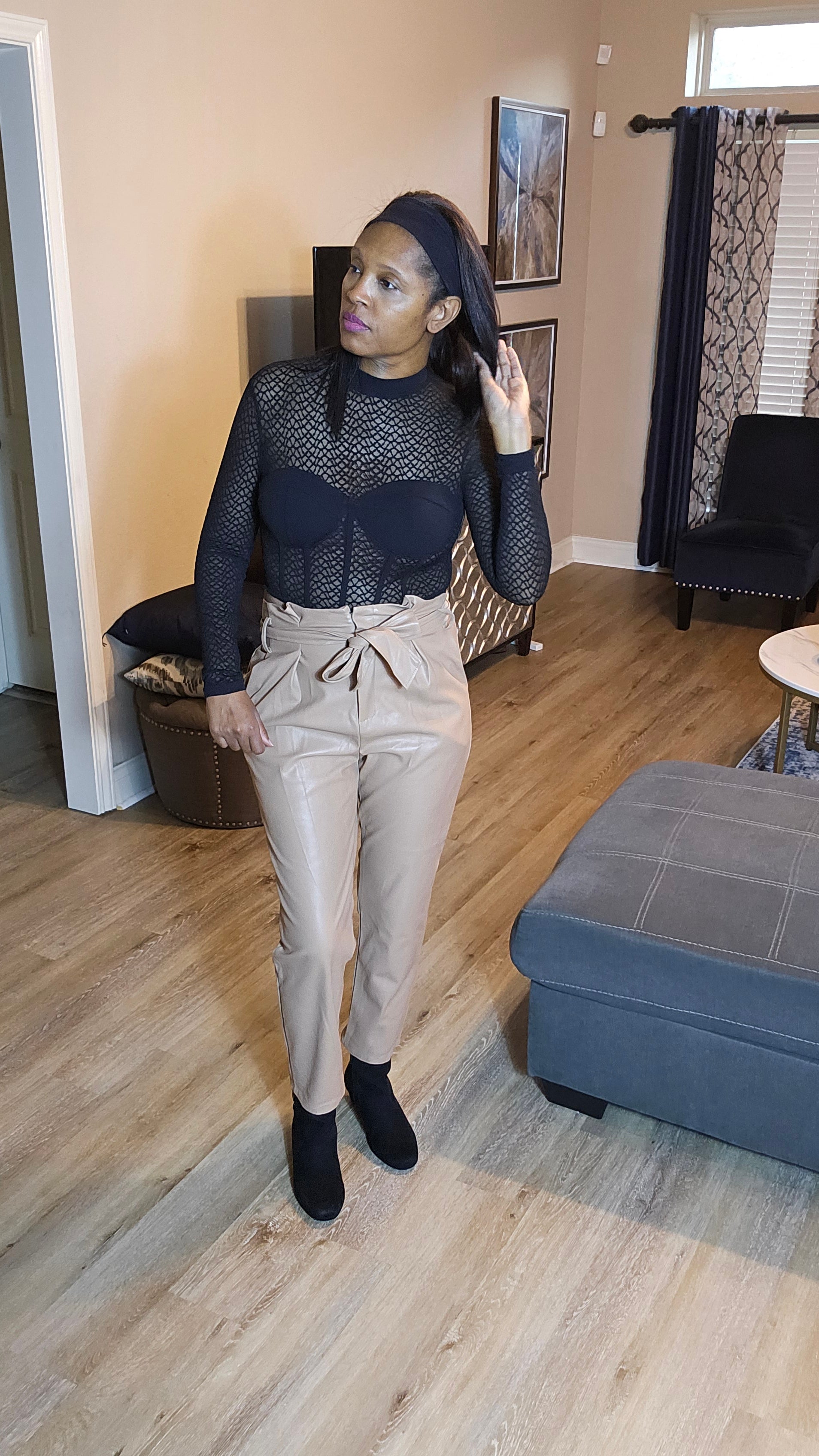 Dangerous  Beauty faux leather pants|latte