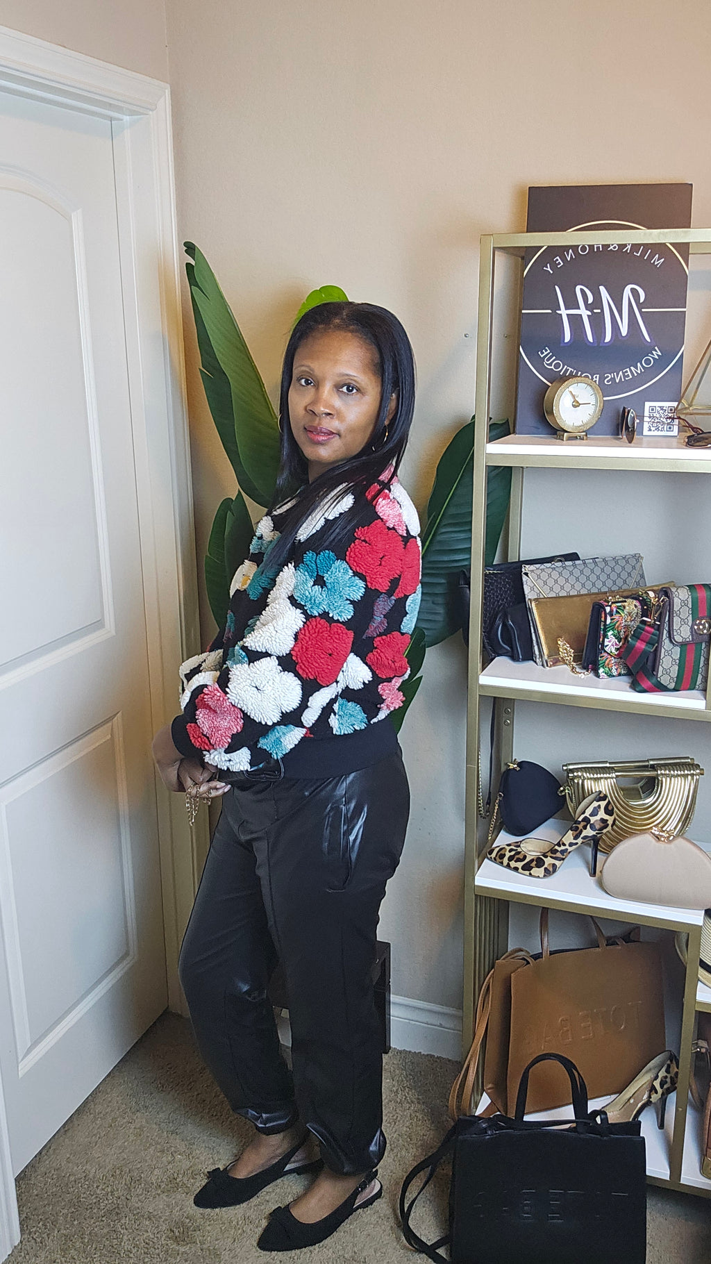 red floral jacket|Fall flowers bomber jacket| black & red multi color