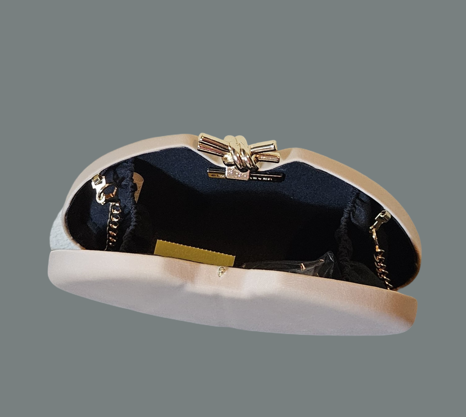 Talk about it purse | beige satin purse