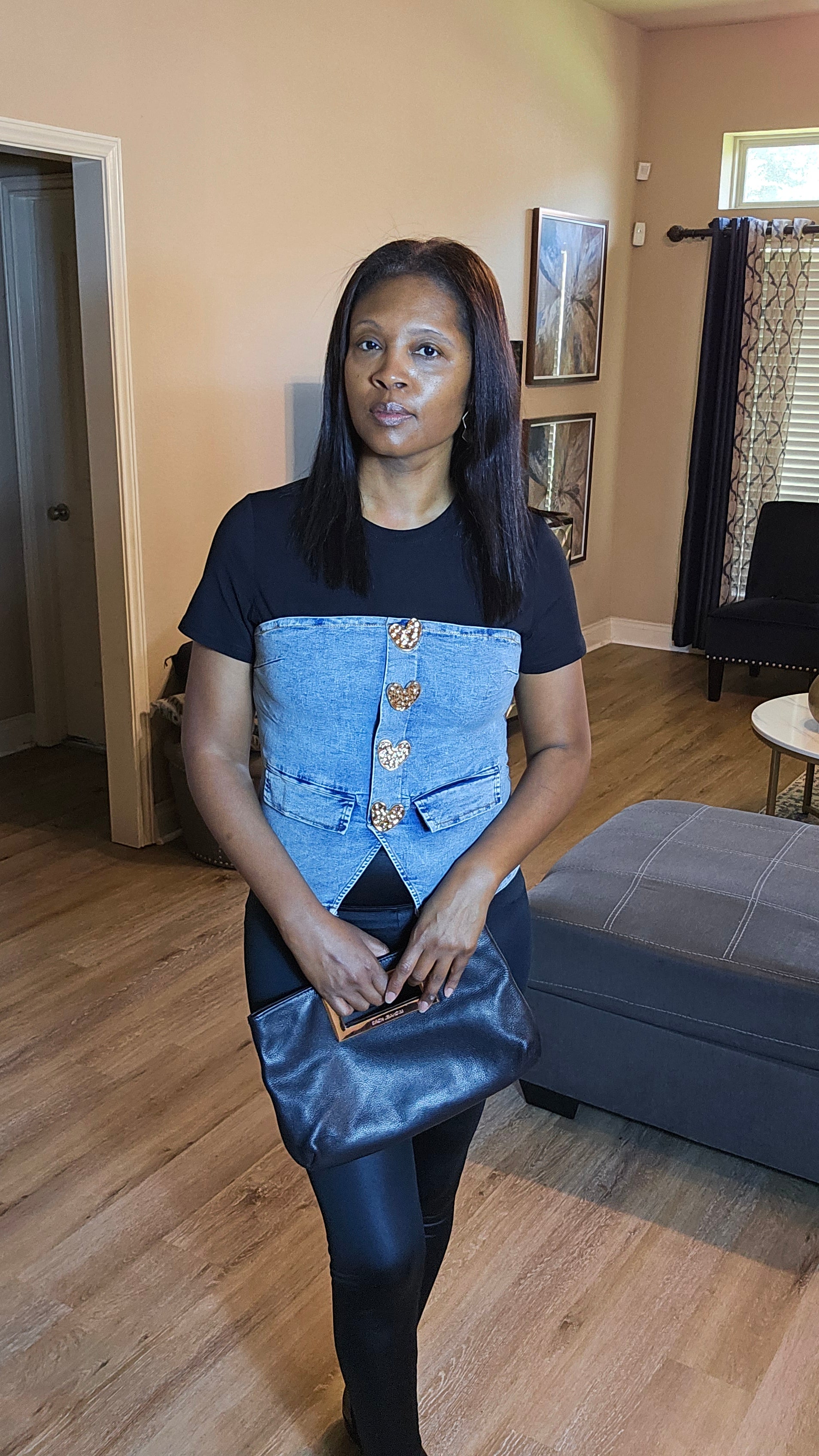 After dark crop top| denim top