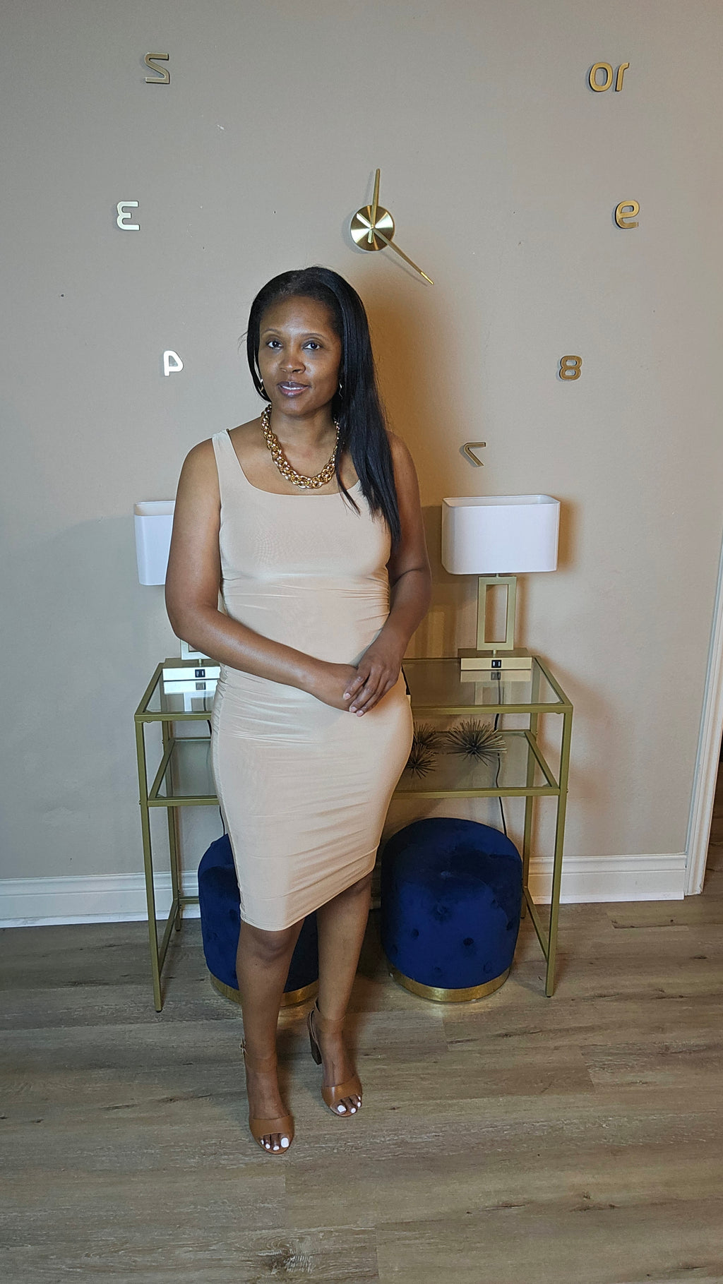 Tan bodycon dress| xenia dress