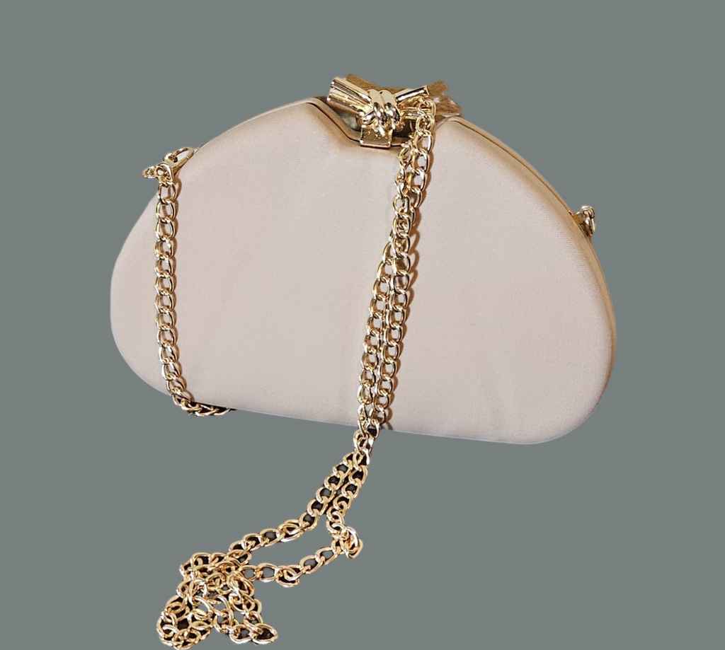 Talk about it purse | beige satin purse