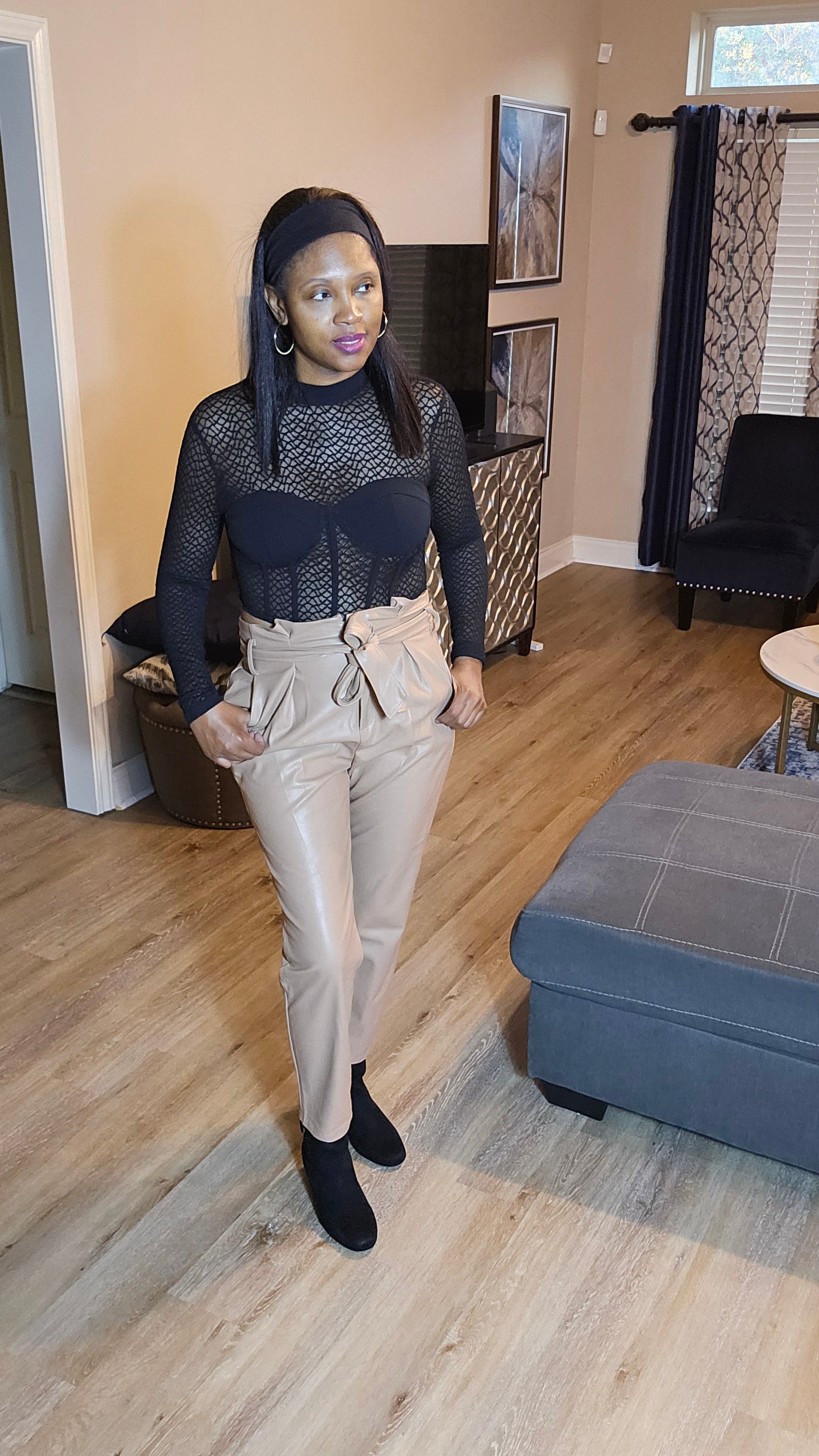 Dangerous  Beauty faux leather pants|latte