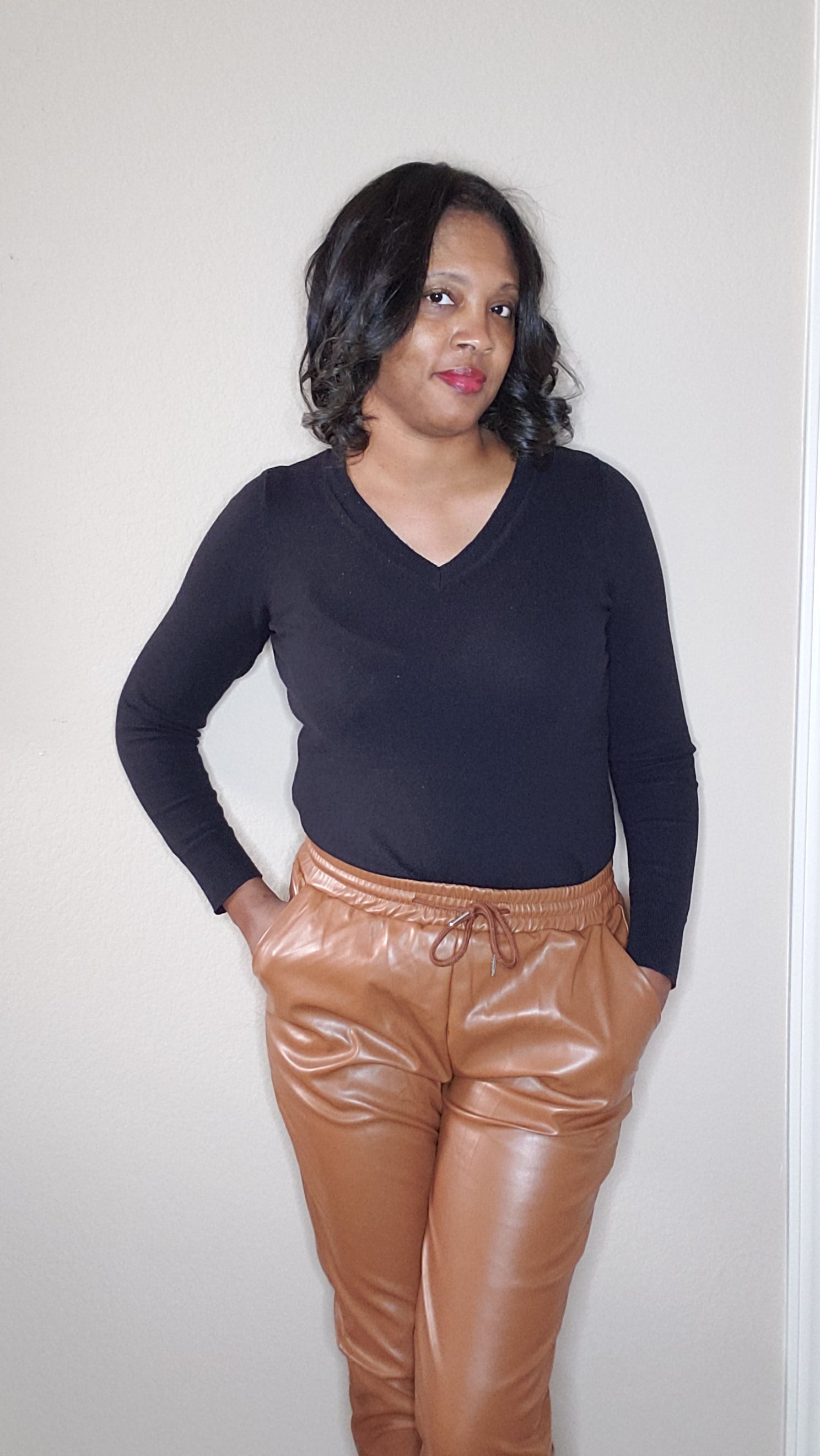 Nicole |faux leather jogger pants | bottoms