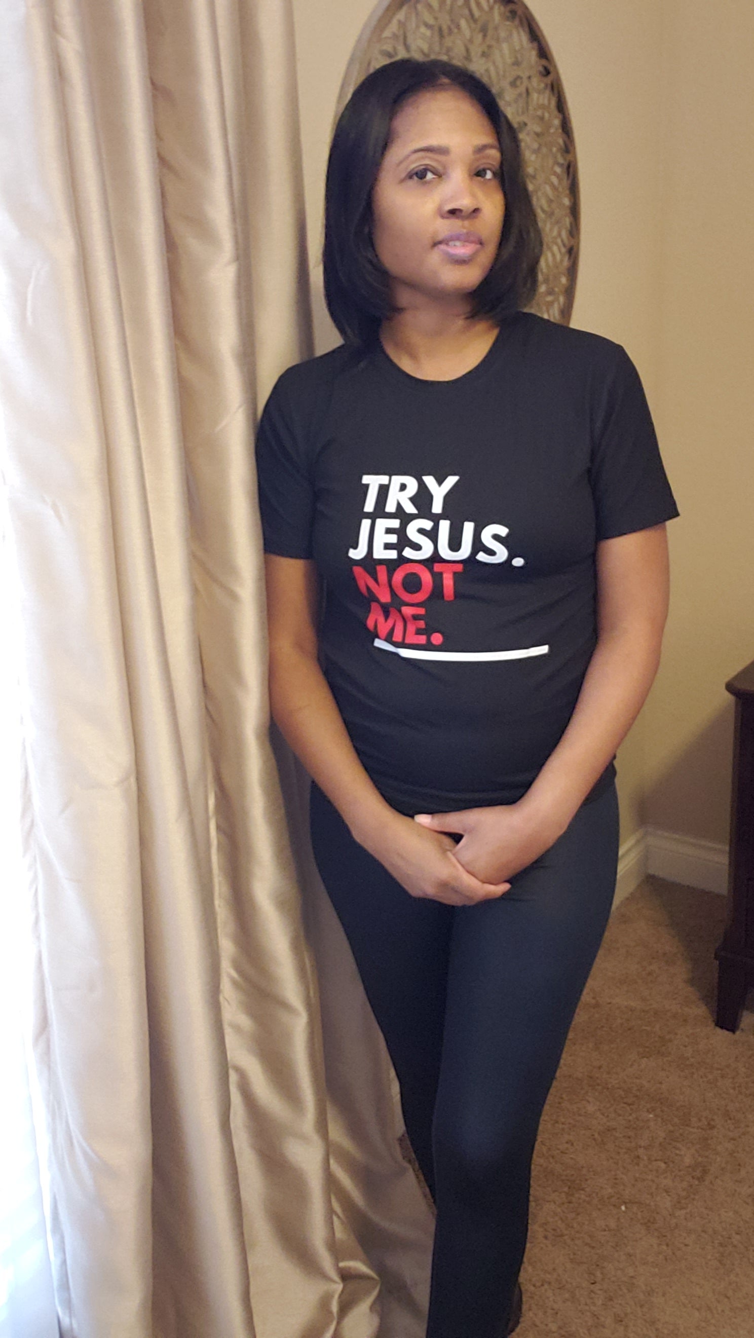 Try Jesus graphic tee shirt |top8