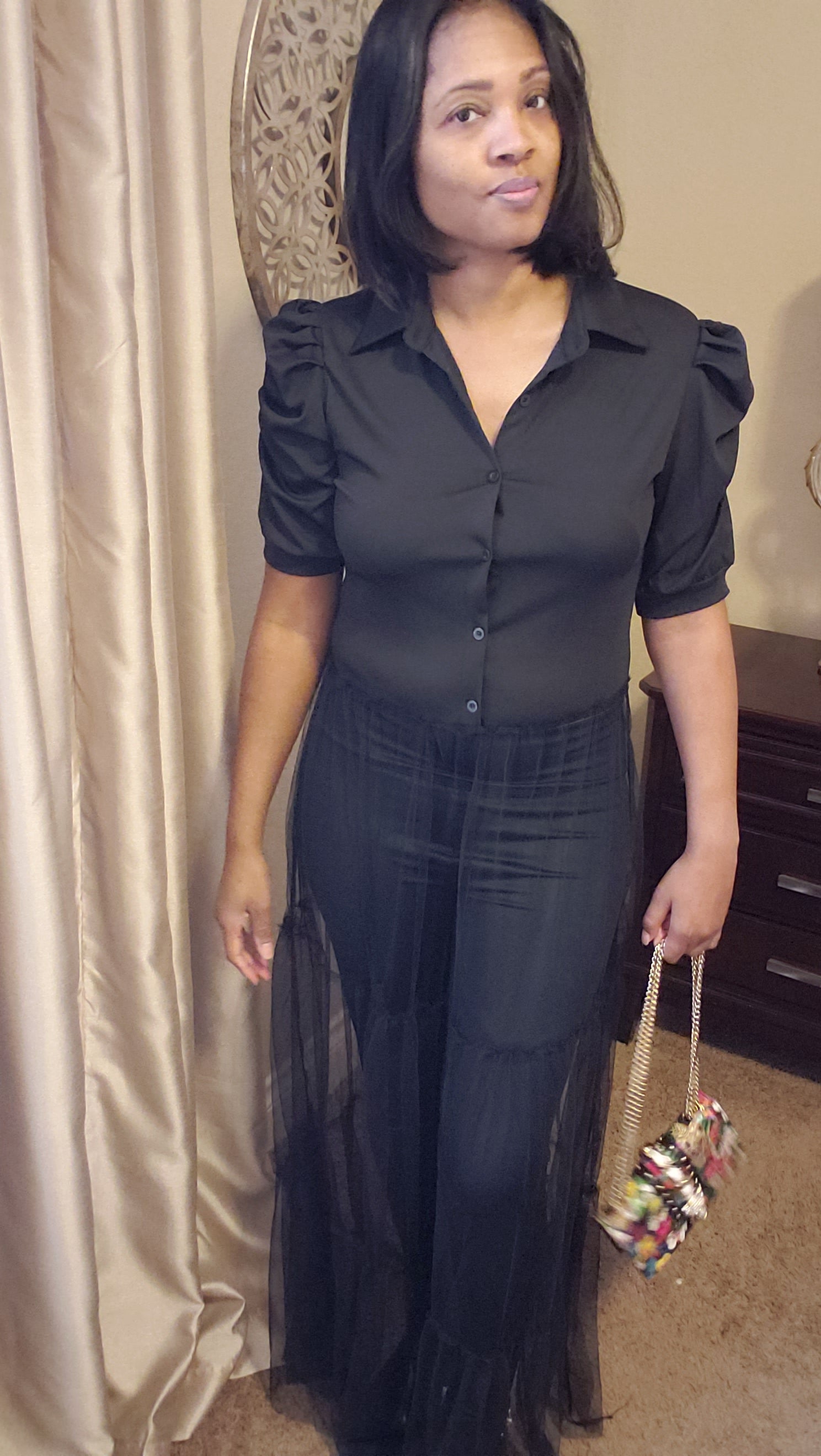 The real one| sheer top | black