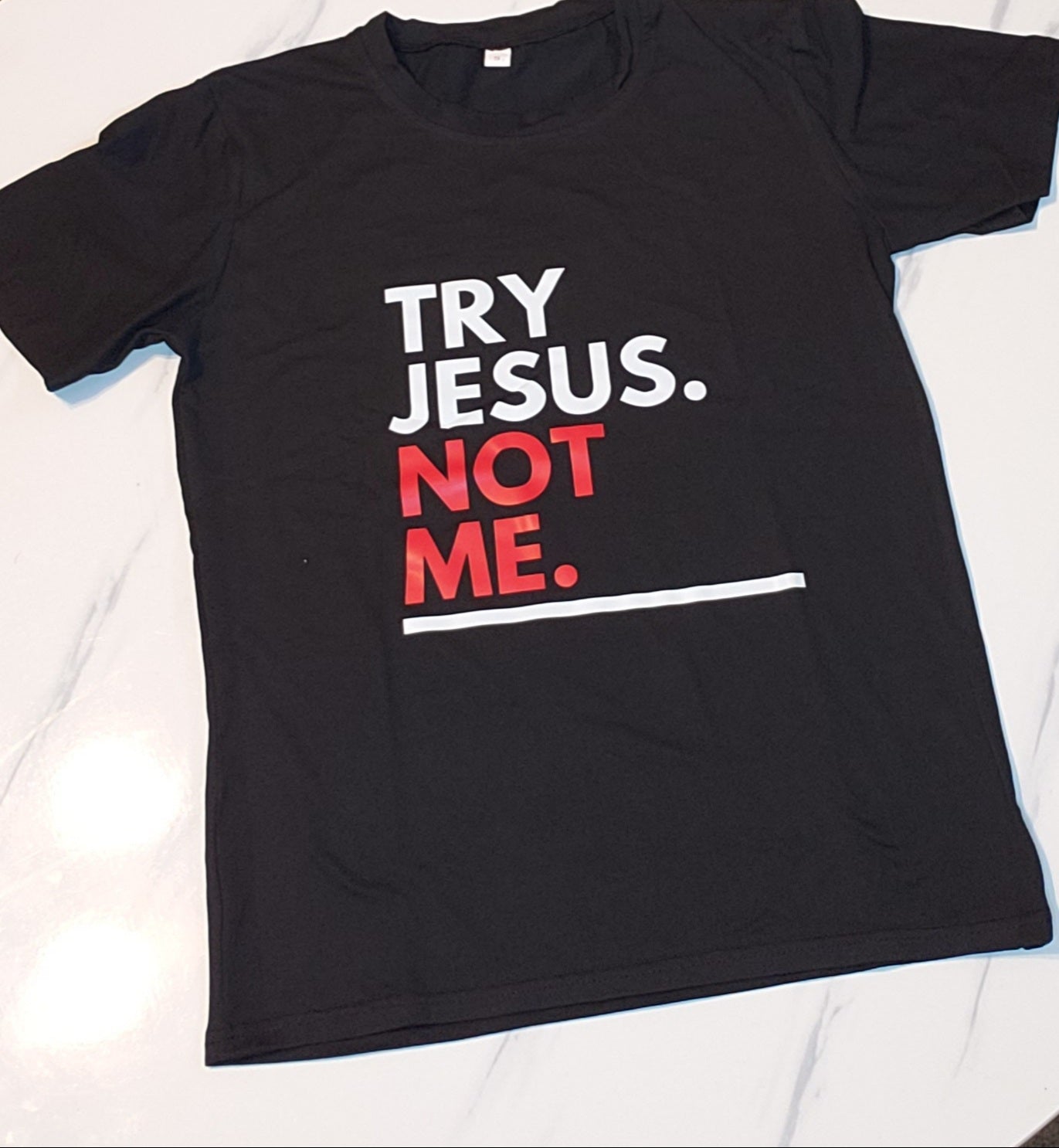 Try Jesus graphic tee shirt |top8
