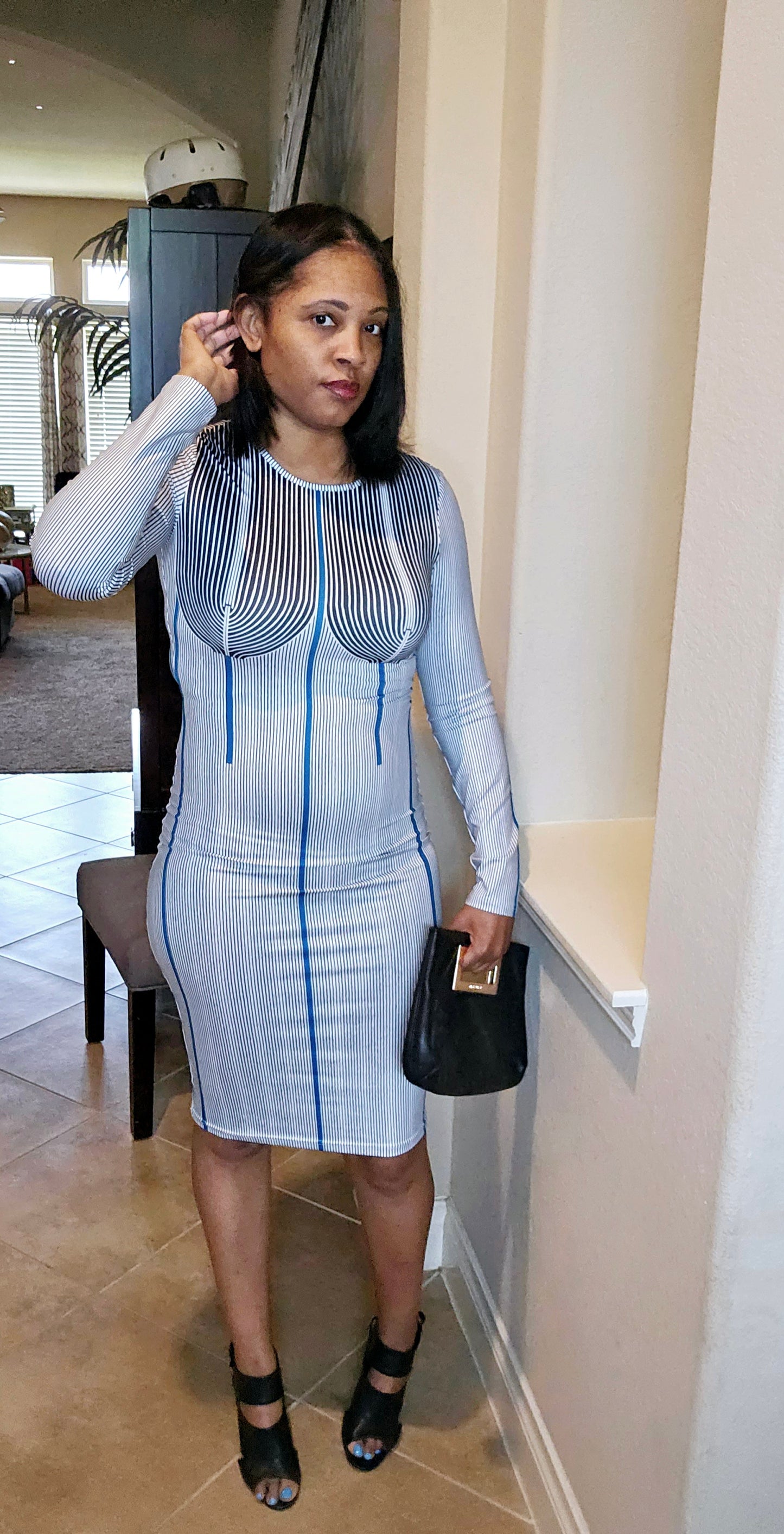 Stay in ur lane dress| black&white