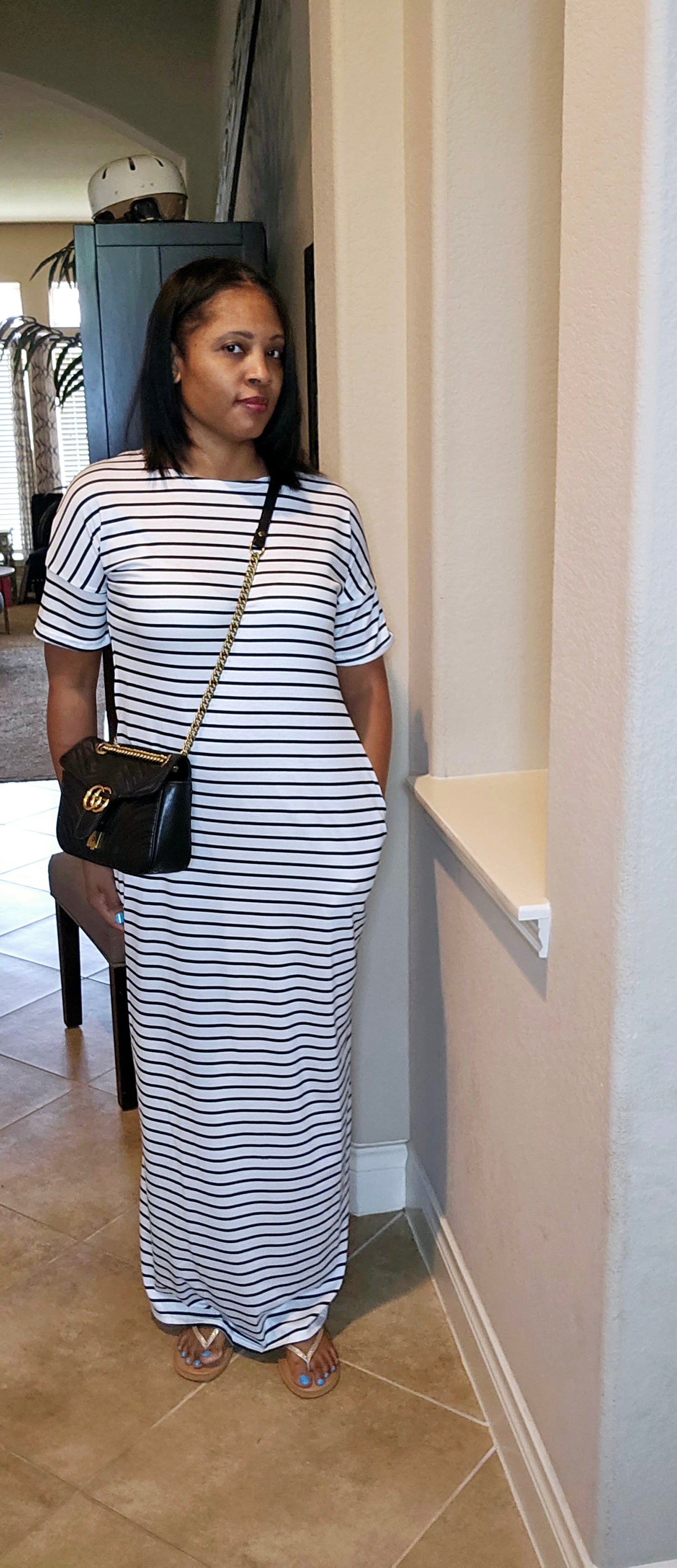 Alaya| tee shirt dress| black/white