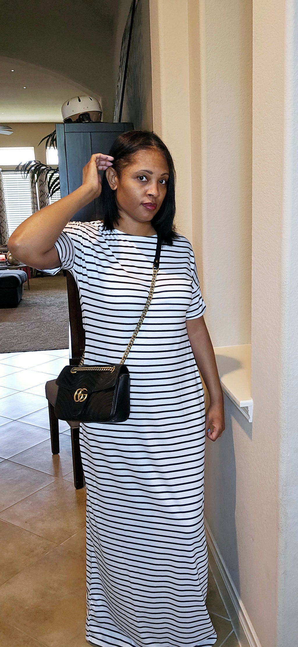 Alaya| tee shirt dress| black/white