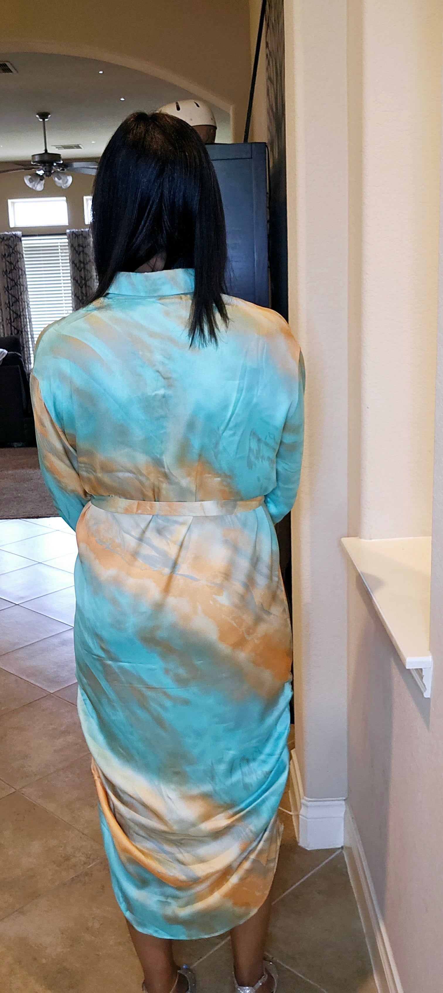 Lets rewind dress | seafoam green&orange