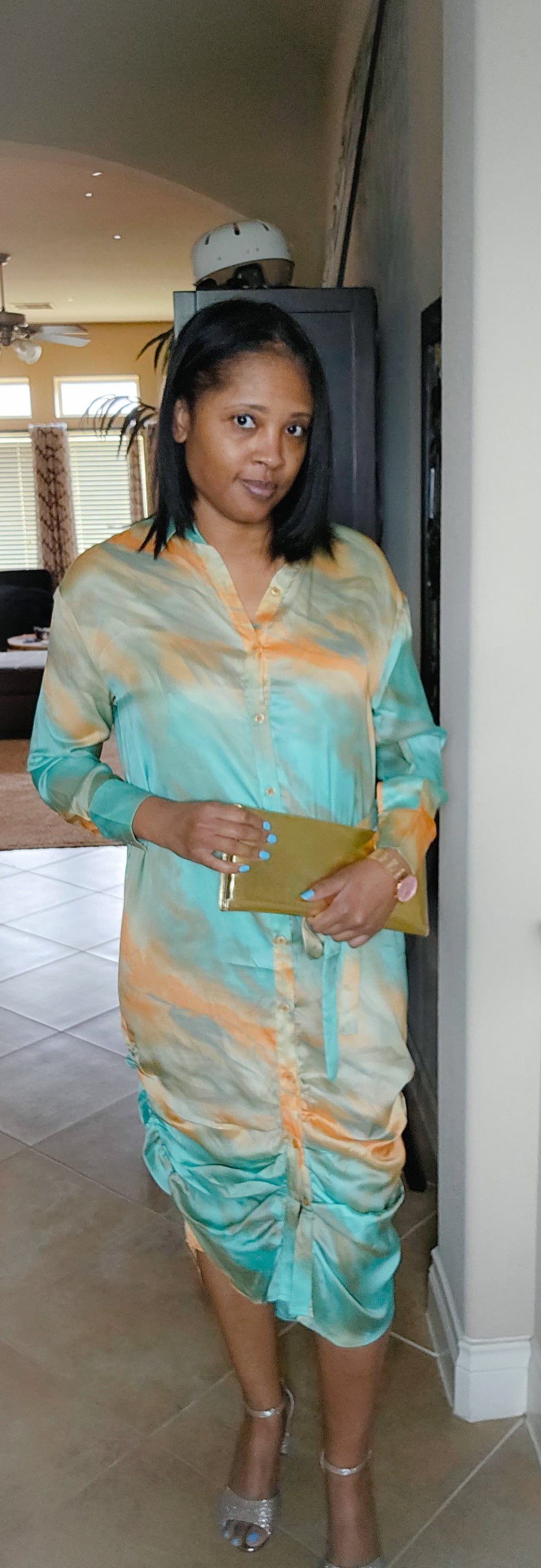 Lets rewind dress | seafoam green&orange